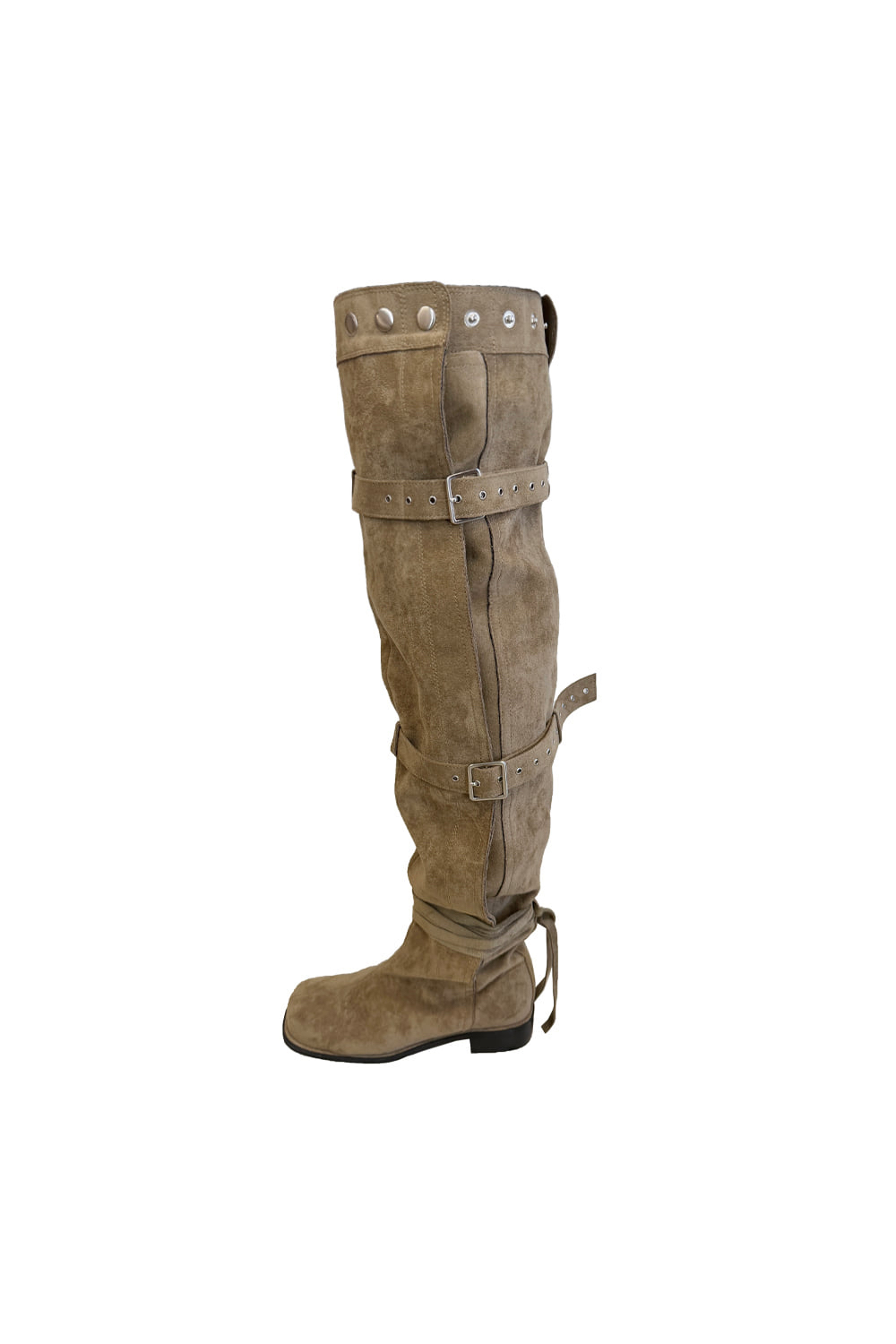 Suede Buckle Long High Boots