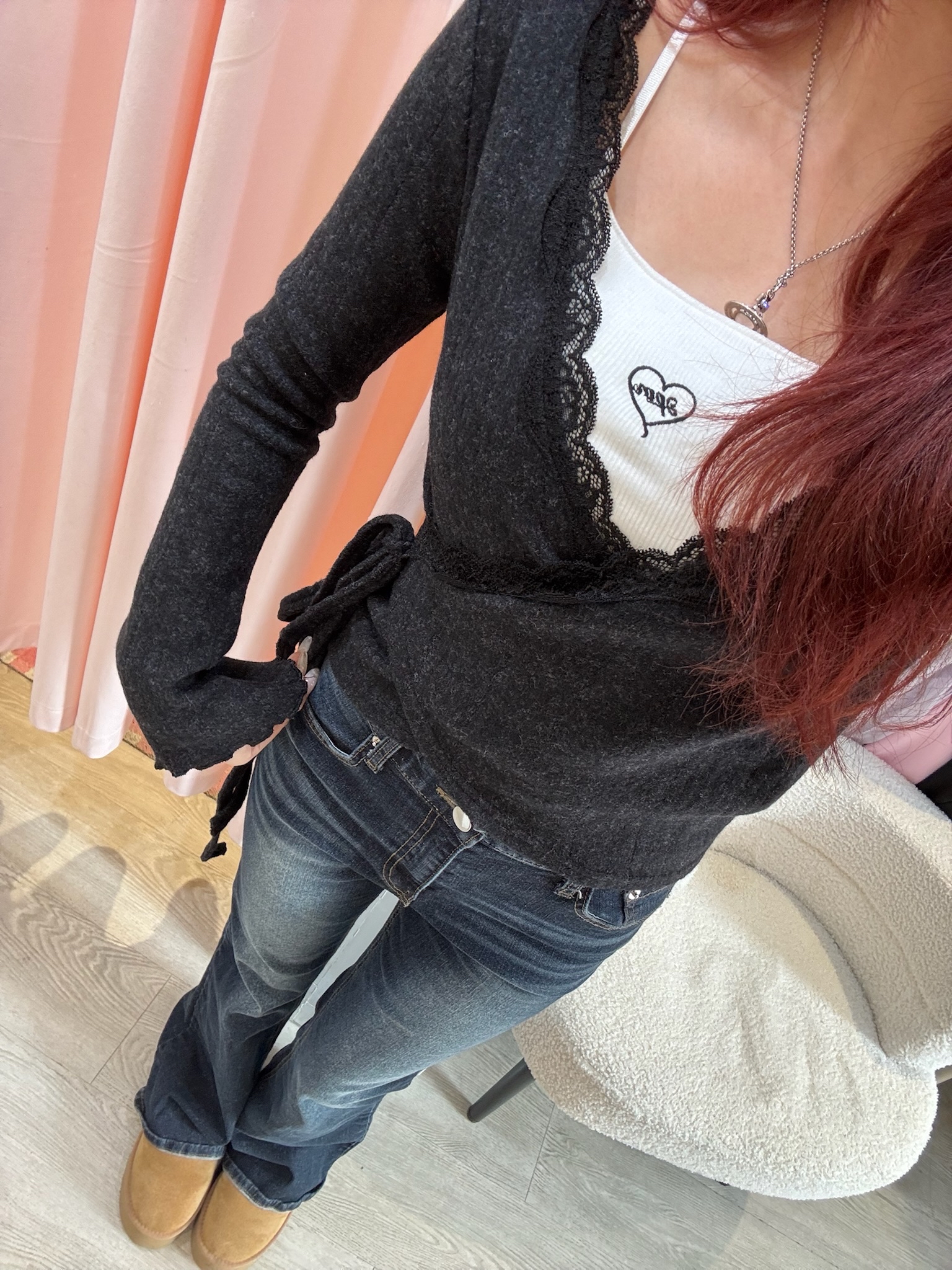 已售罄❌韓國仙氣感滿滿Lacy邊邊交叉綁帶外撘💖