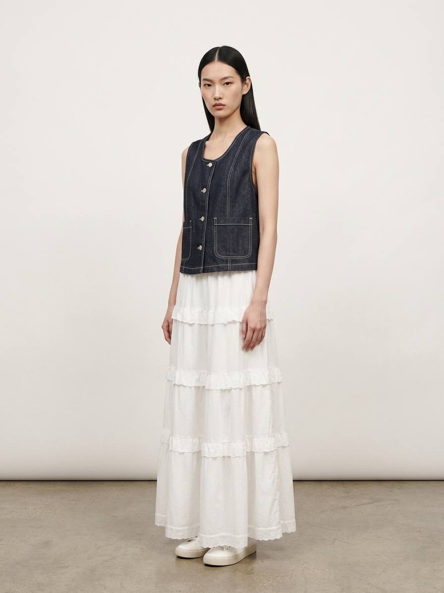 W6022A - Layered Maxi Skirt  