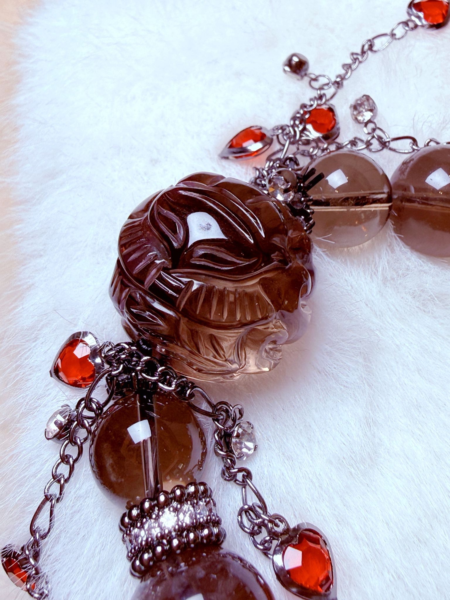 K00129 茶水晶 將軍狐球 自家設計手鏈