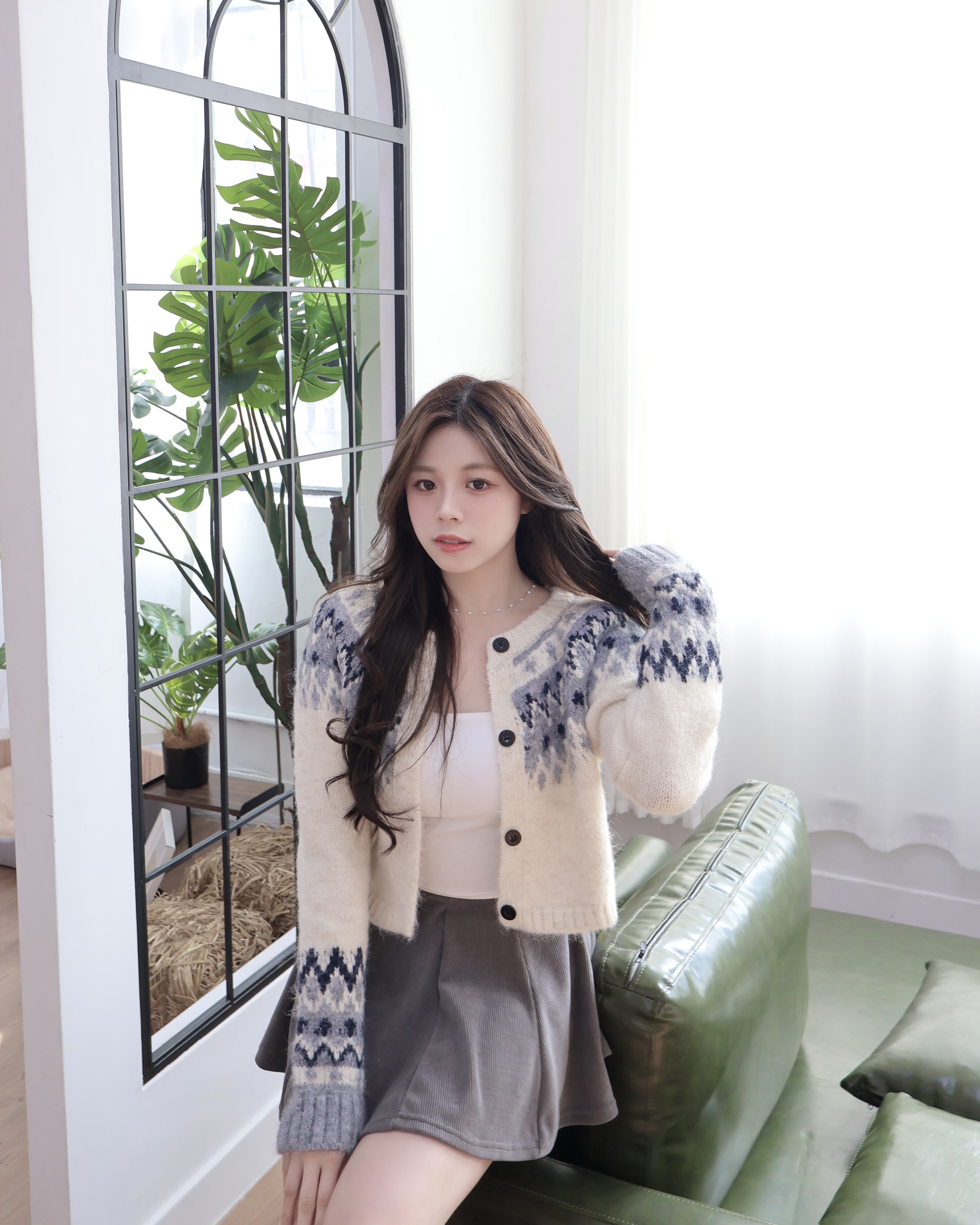 【 ☃️ 私心超愛～🩶北歐冬日感圖案 ♪ 軟糯多重拼色兩著外套⋆˚ʚɞ 】 Snowball Mochi Cardigan Top(三色入