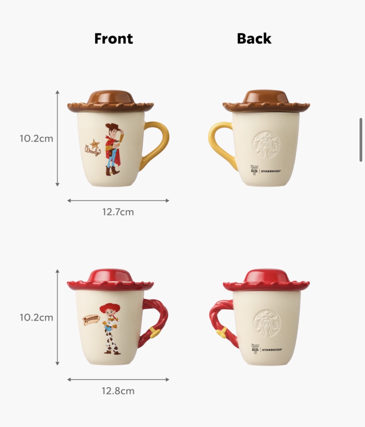 TOY STORY X STARBUCKS Toy Story Woody & Jessy Mug Set 胡迪及翠絲牛仔帽杯蓋馬克杯套裝（1SET 2PCS)