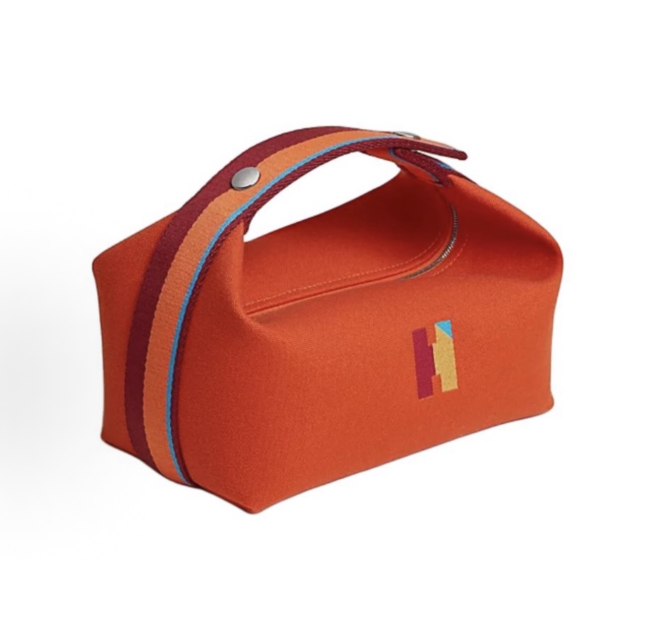 全新HERMES Bride-A Brac H刺繡 飯盒包Feu火焰橙PM SIZE 細尺寸漱洗包 收納袋