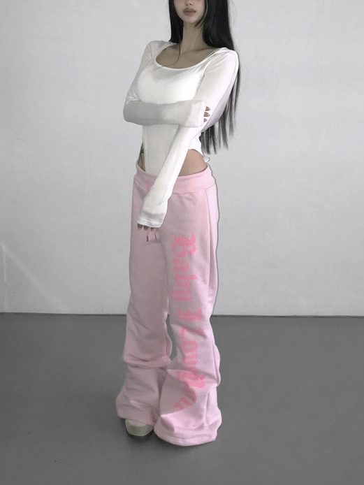 Cotton Gothic Print Flare Sweatpants