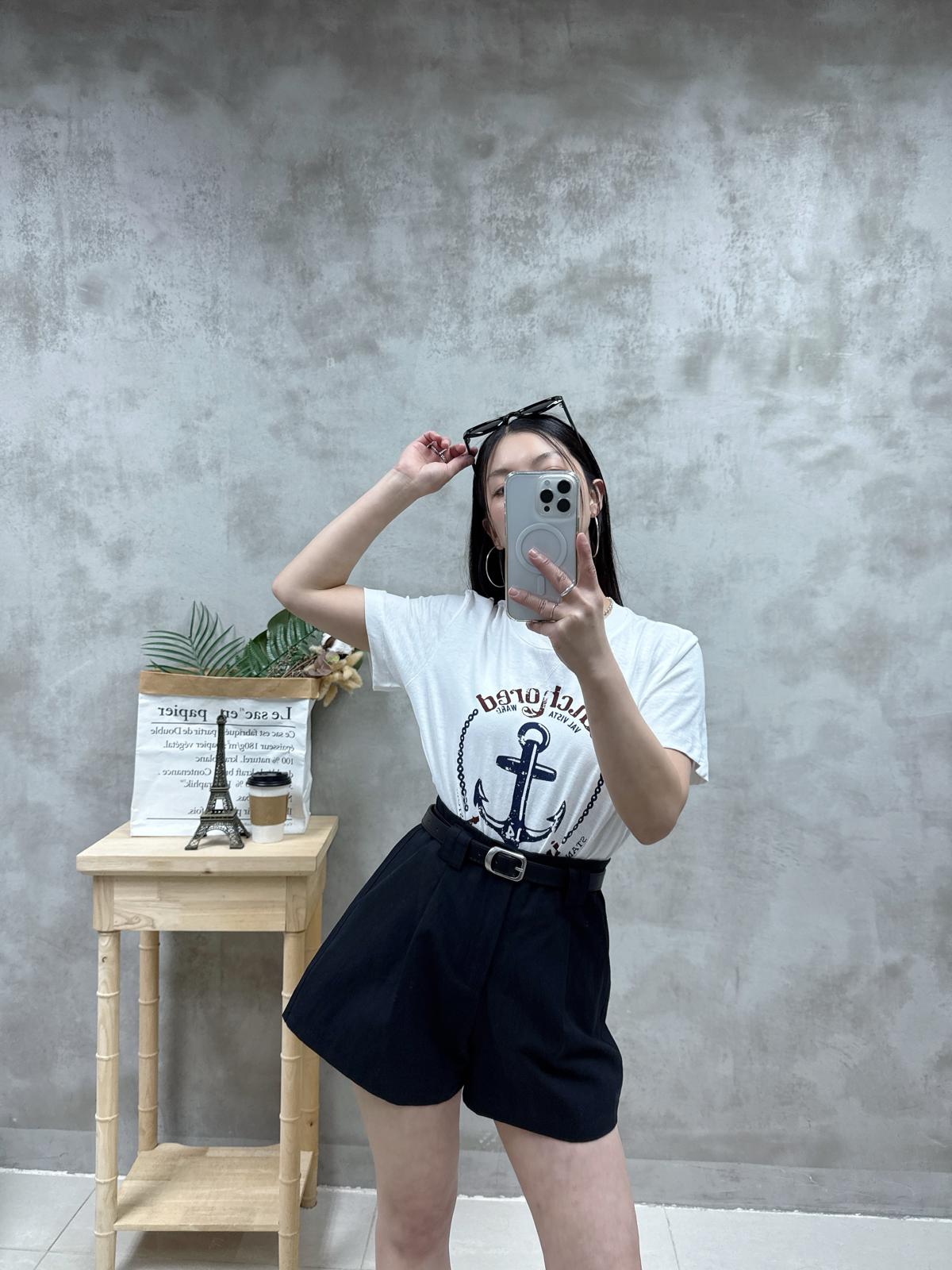 D06 連Belt打褶短褲