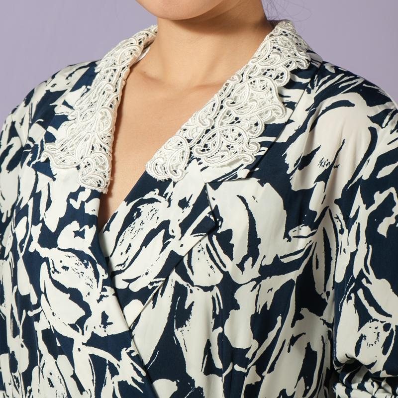 Plus Size Vintage Japanese Tulip Pattern with Extra Lace Collar Day Dress(MT1608-146)