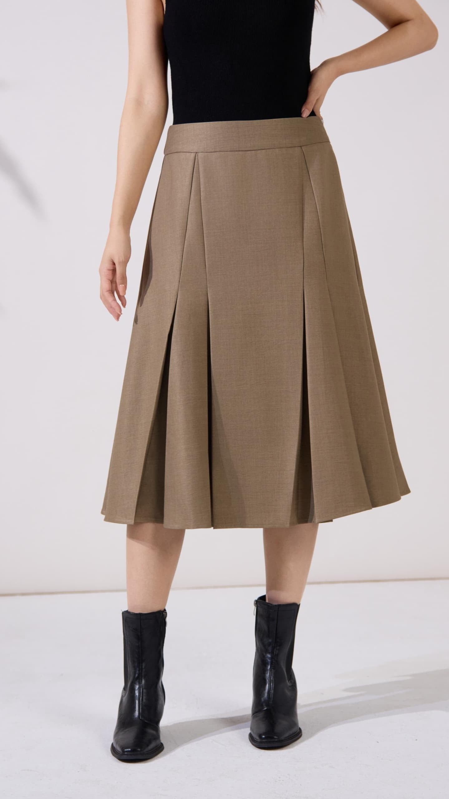 12241358 Sophia Pleated Midi Skirt