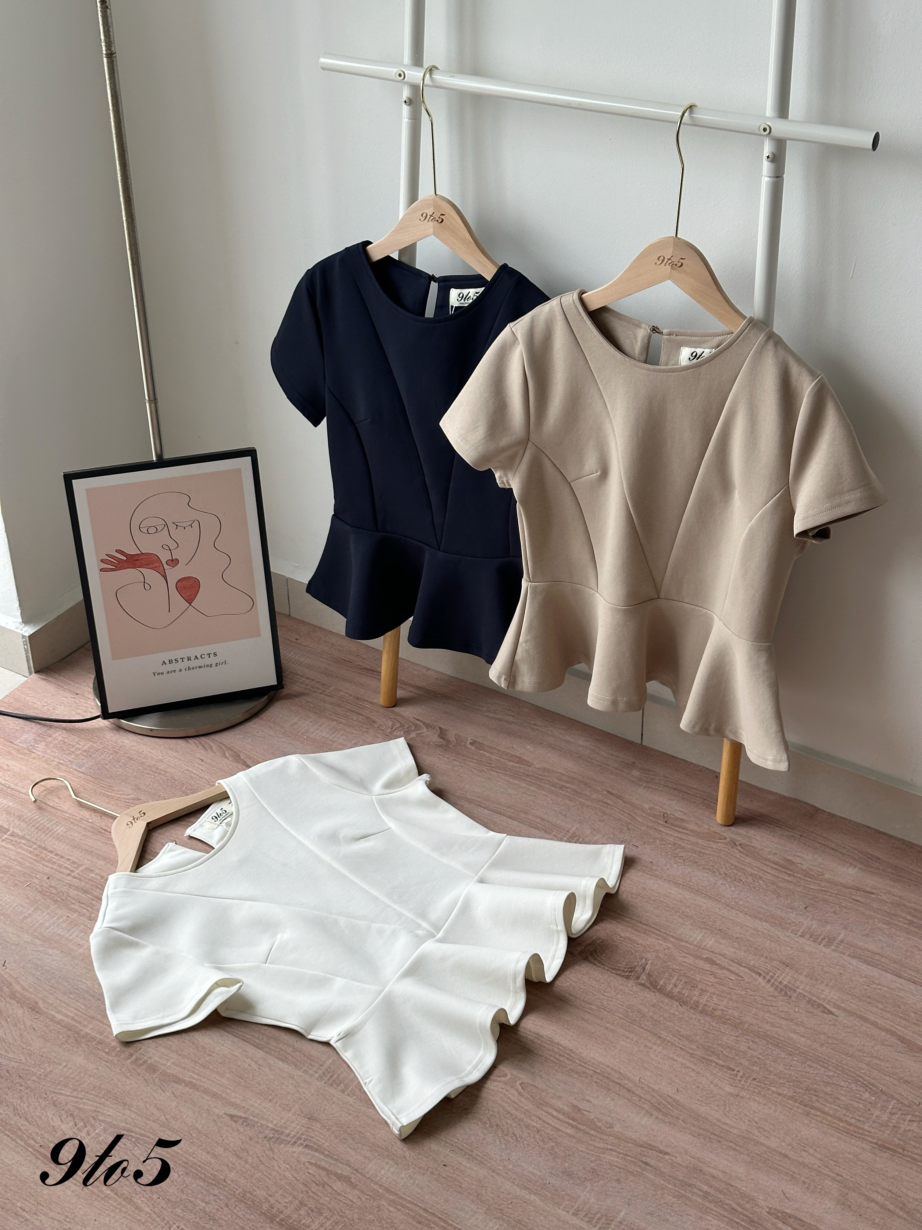 T4380 Short Sleeve Peplum Top - 3 Colors 