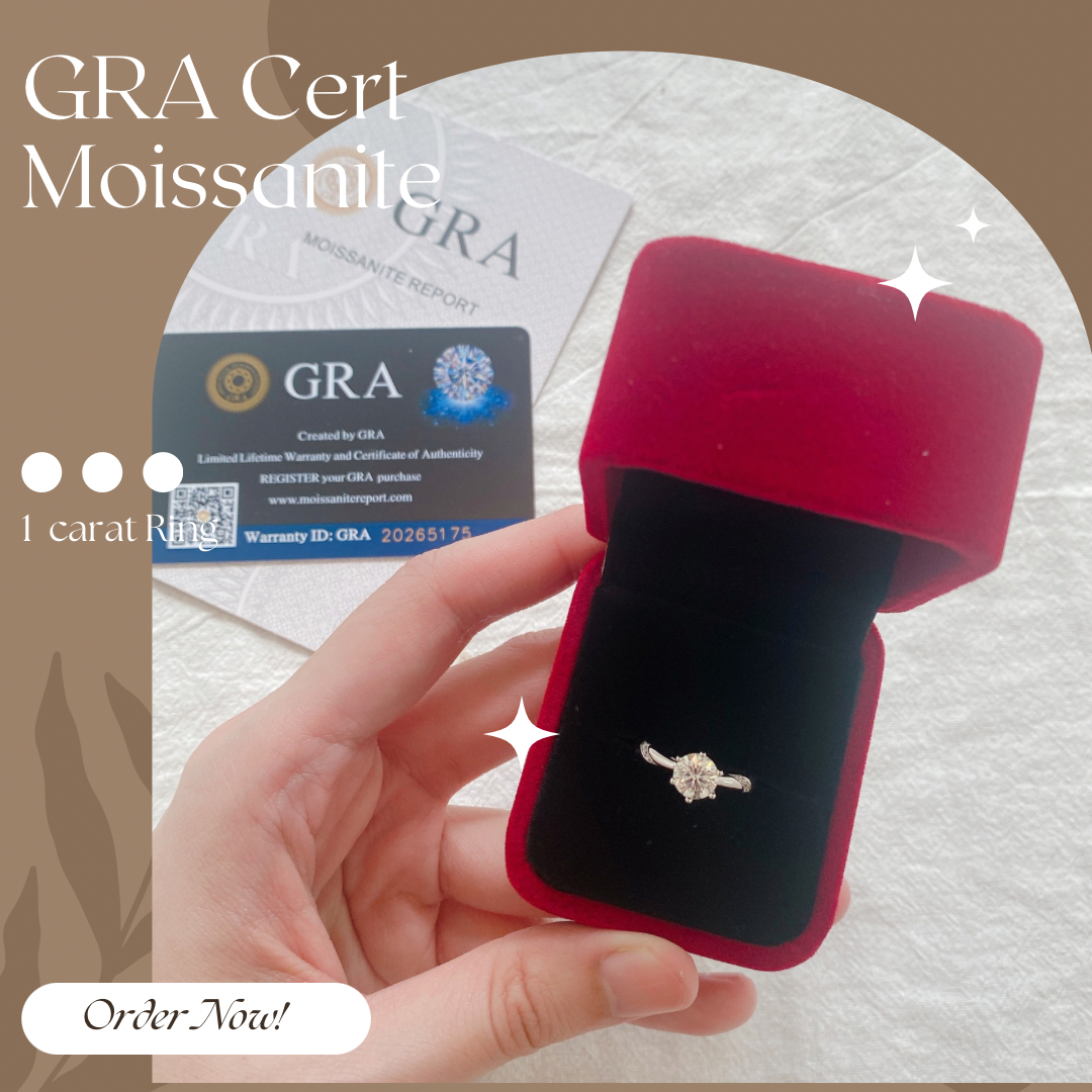 Moissanite Collection 1 carat Ring 001 【FREE size: Adjustable Ring】