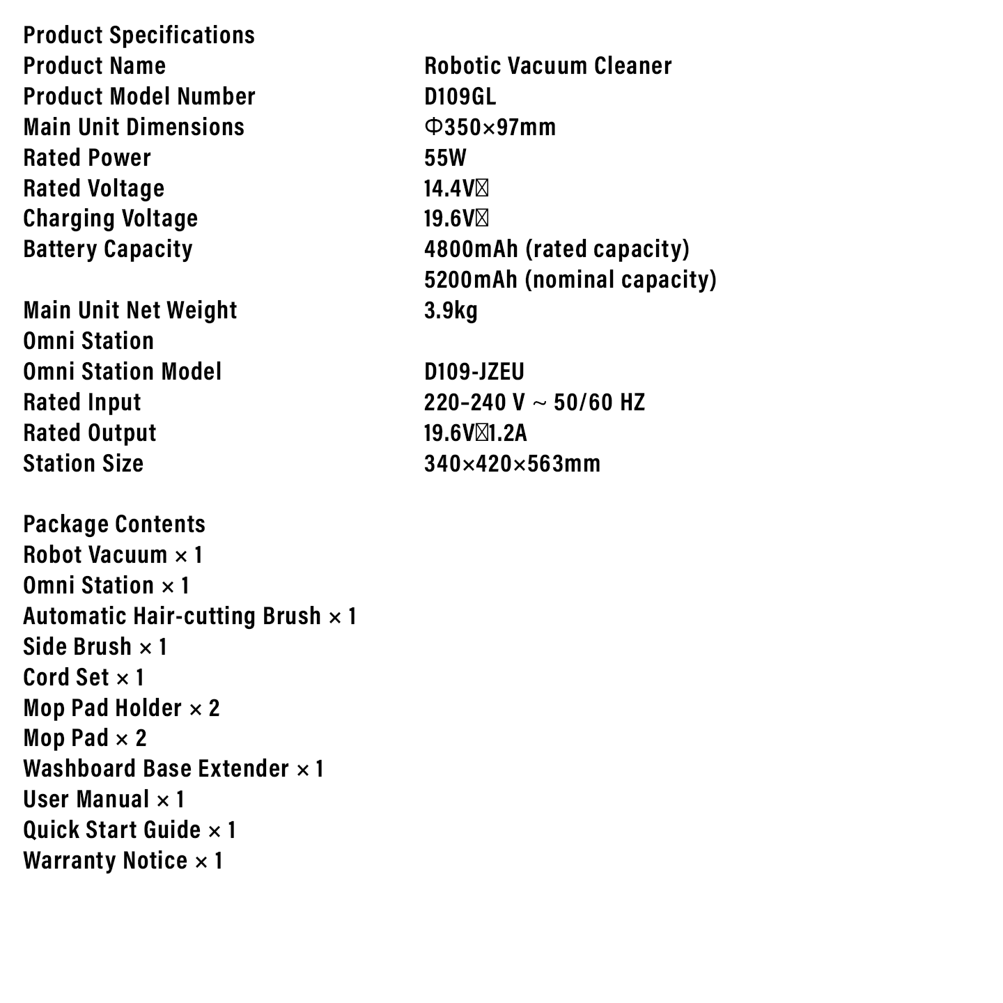 Xiaomi Robot Vacuum X20 Max Extendable Mop (BHR9217GB)