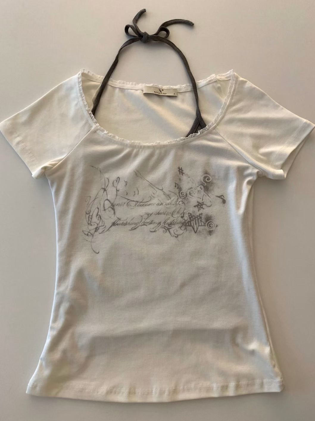 韓國lacy邊邊塗鴉假兩件Top🍀