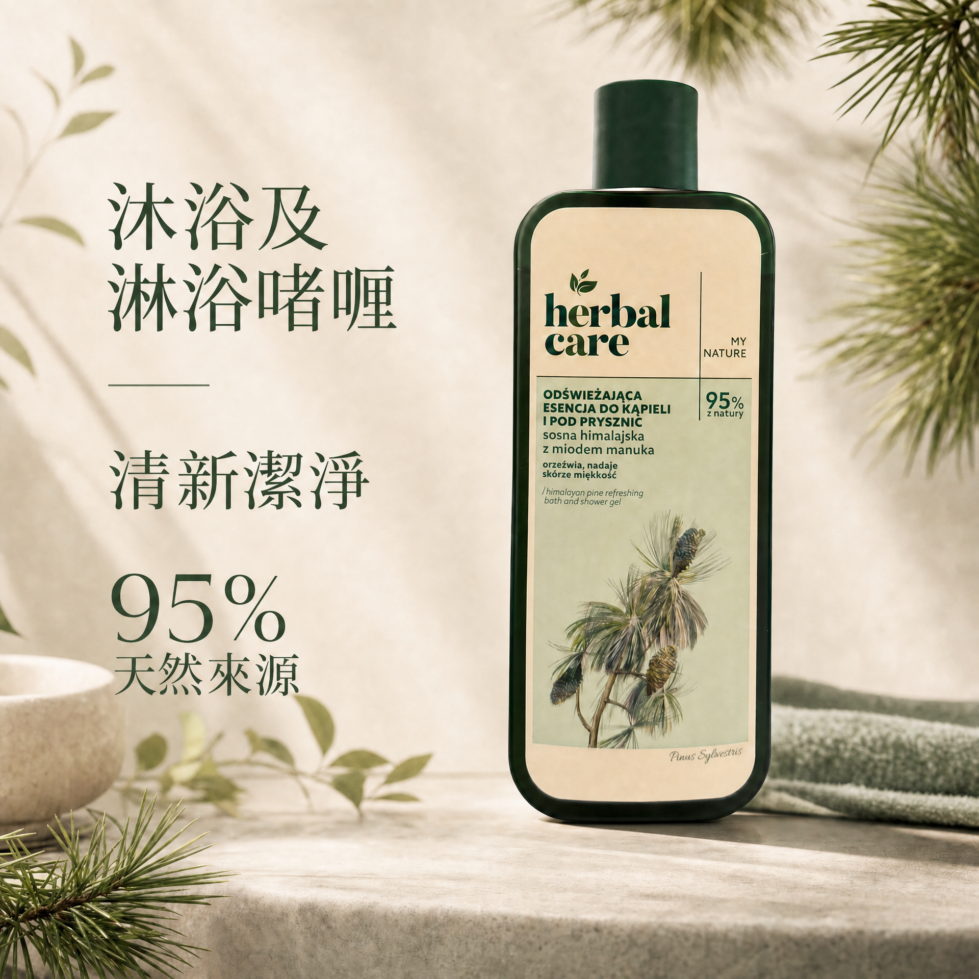 FARMONA - Herbal Care 喜馬拉雅松樹清新沐浴露 400毫升 Himalayan Pine Refreshing Bath & Shower Gel