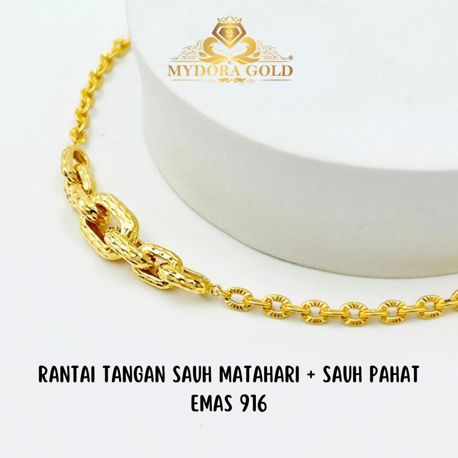 MYDORA Rantai Tangan Sauh Matahari + Sauh Pahat l EMAS 916/22K