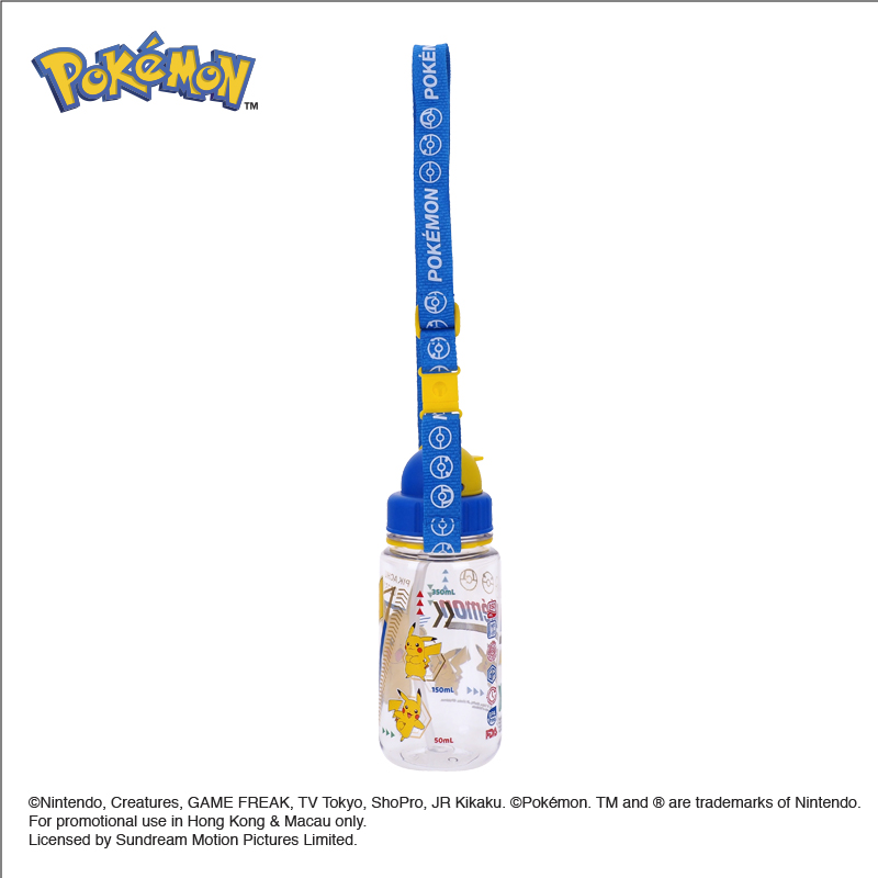 Pokemon 350ml Water Bottle w/ Straw & Neck Strap 膠水樽連飲管及頸繩