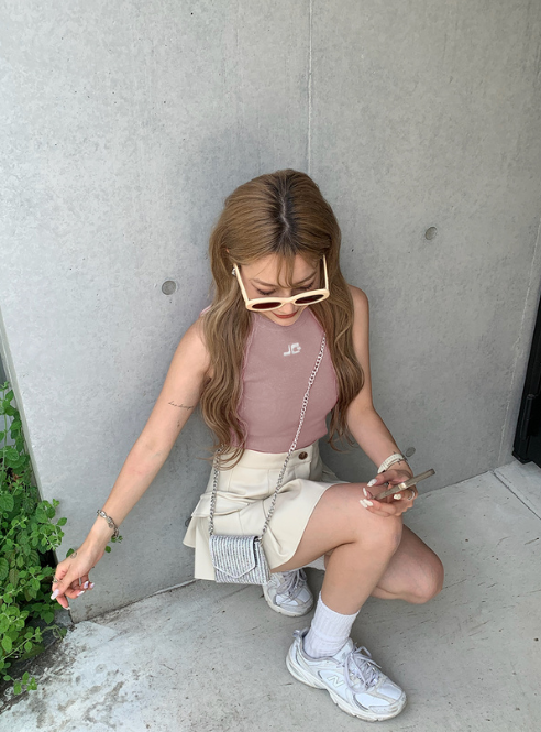 針織文字背心 [k9357e]