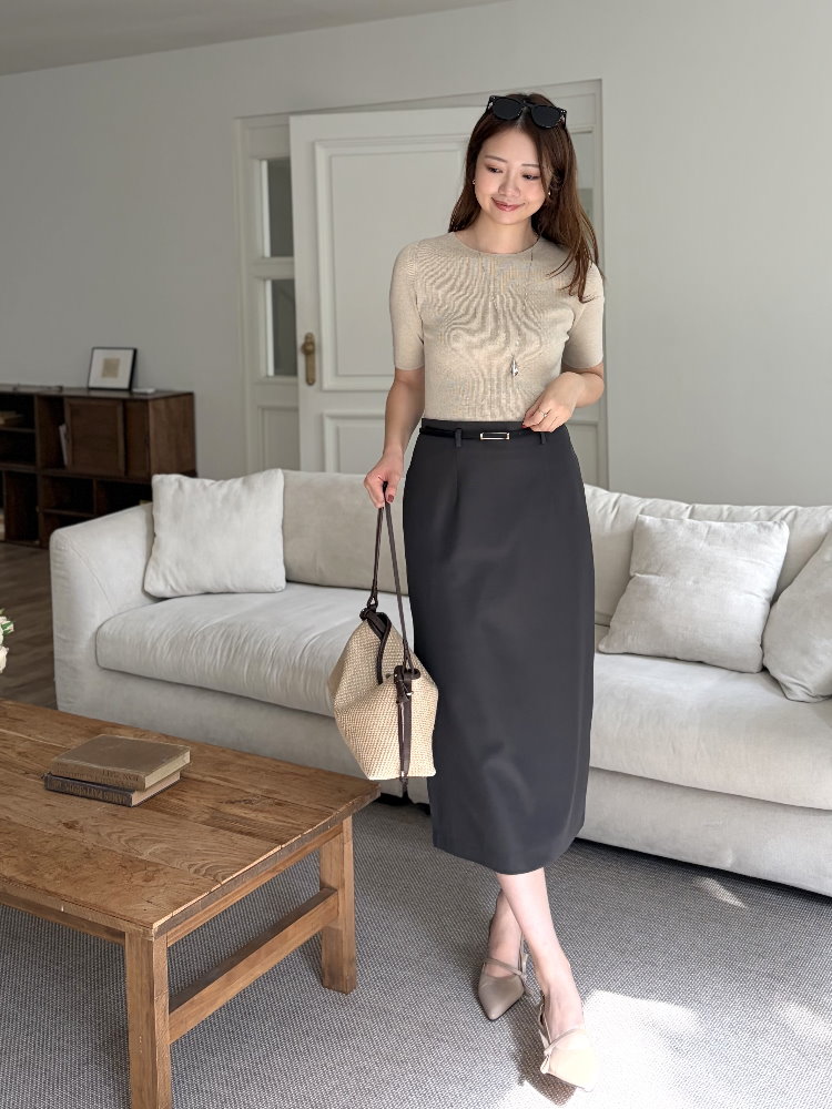 The Classy Belted Skirt (Charcoal)