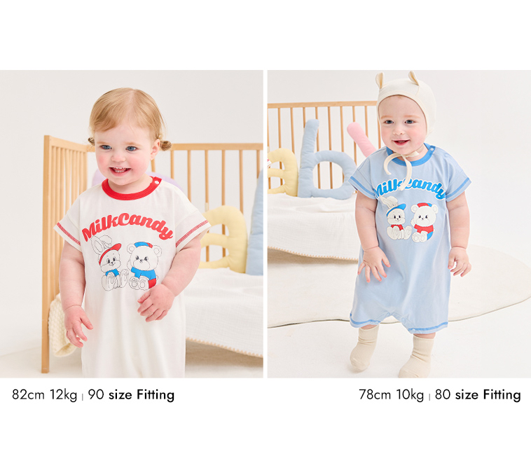 ☀️預訂 韓國直送☀️🇰🇷Milk Baby兩色可愛兔子小熊印花短袖連身衣