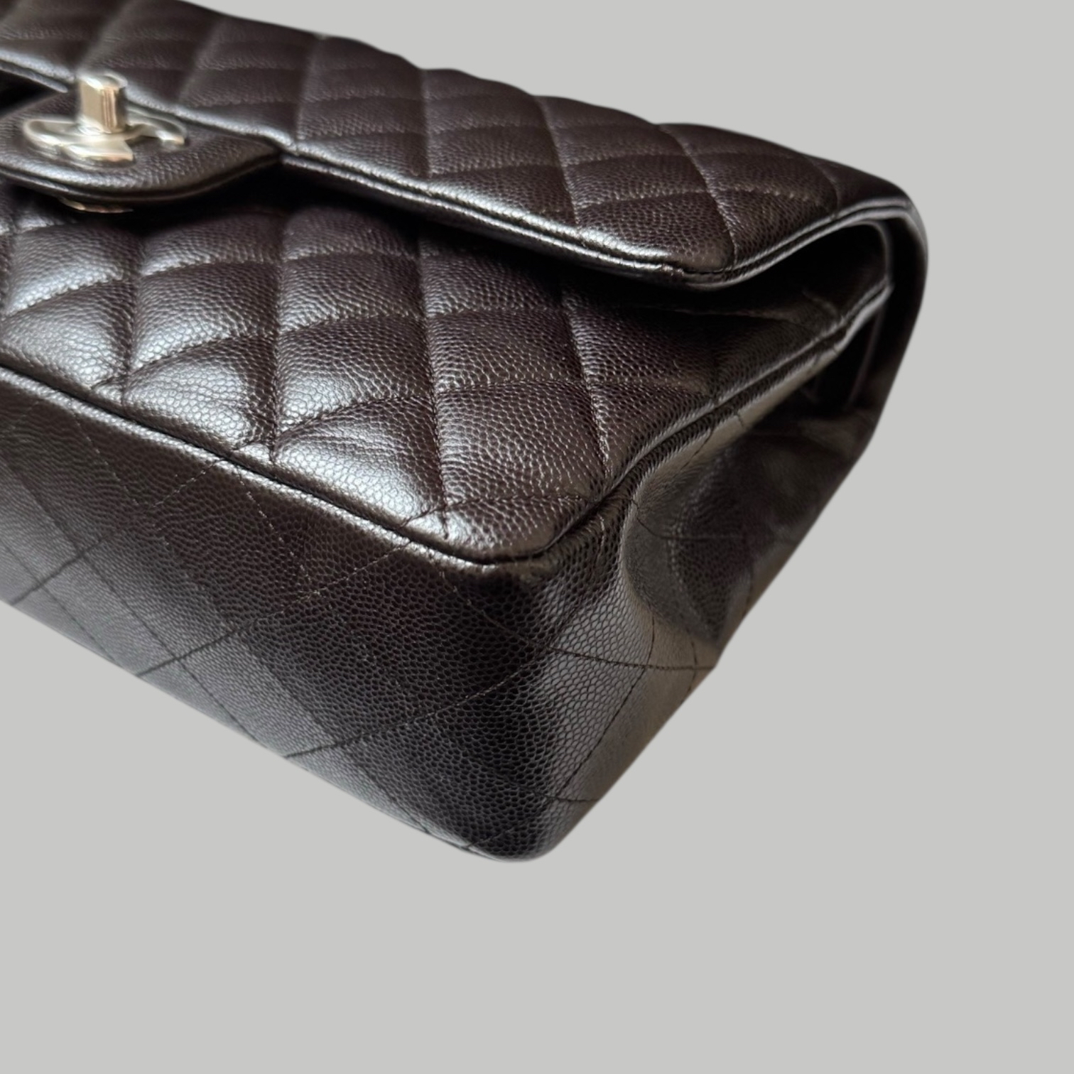 Chanel Caviar CF25 朱古力啡銀扣