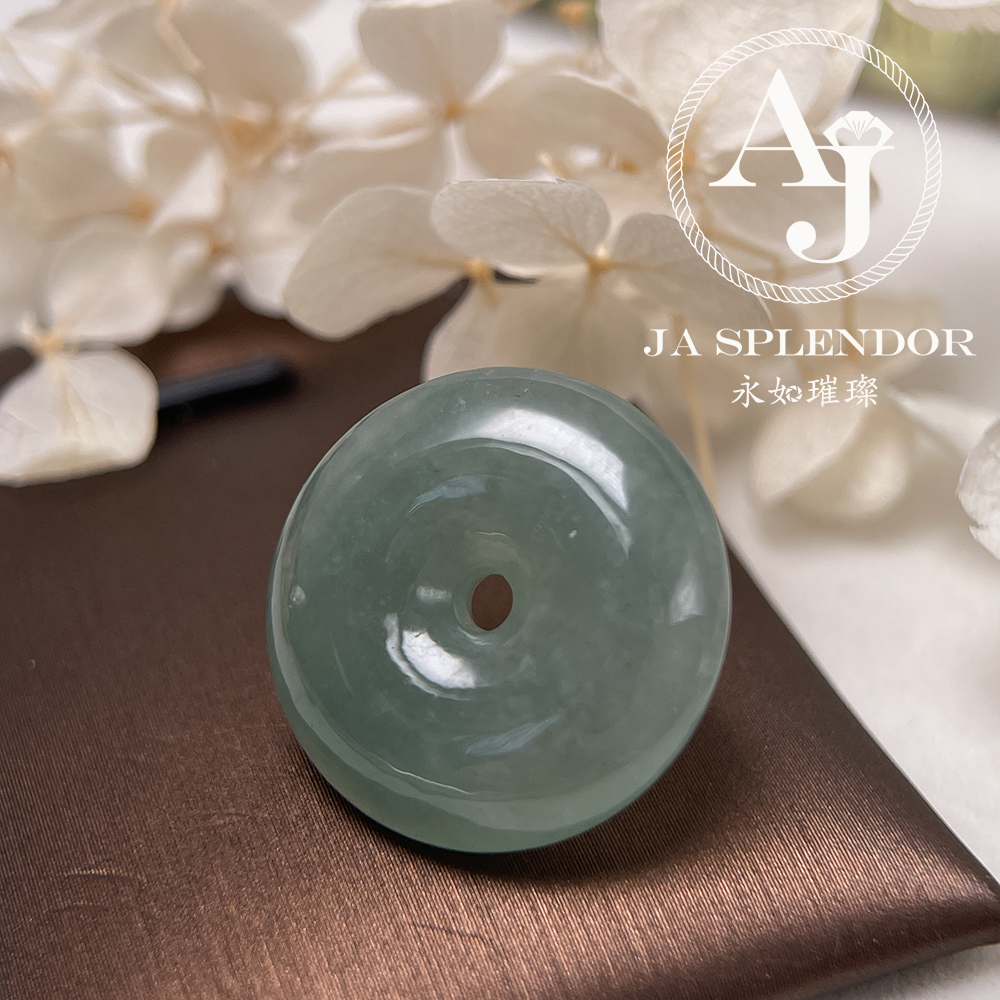 JN-180 天然翡翠A玉 高冰滿綠平安扣