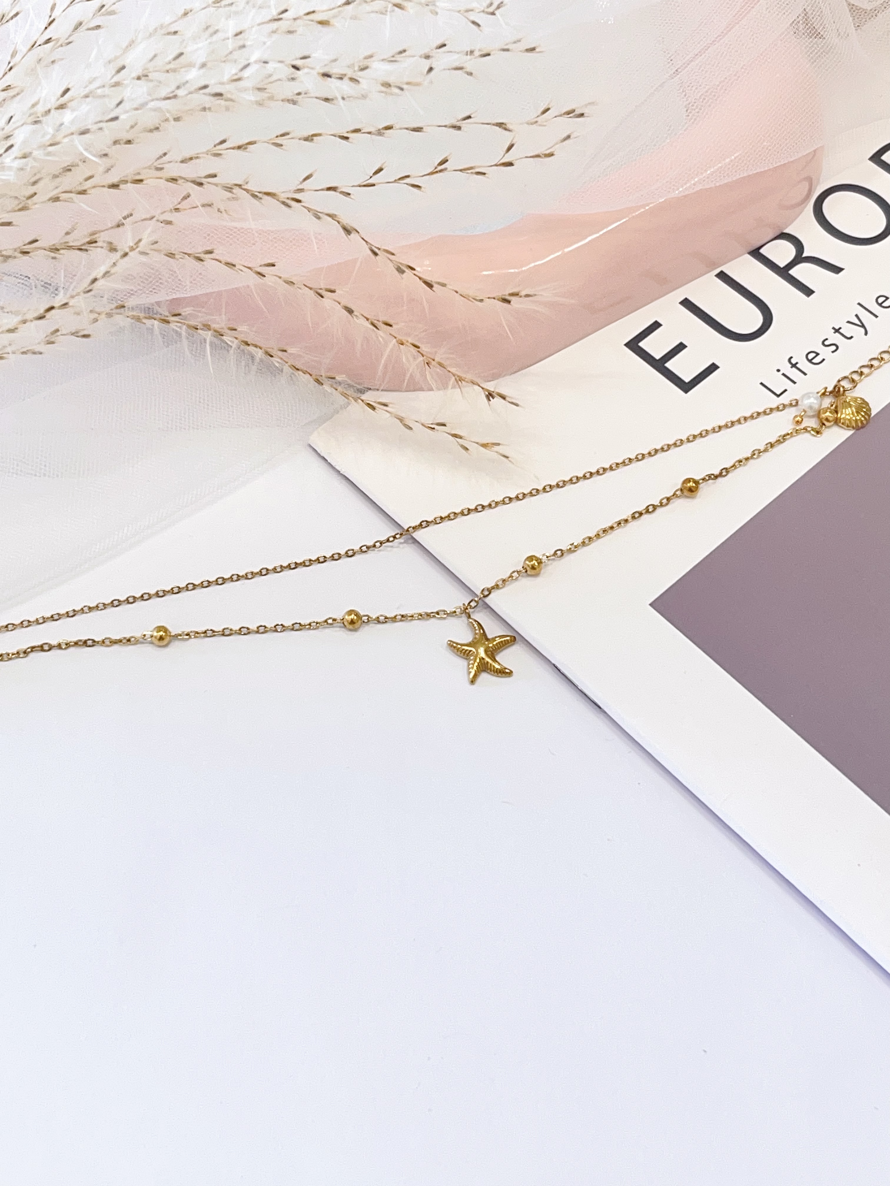 海星小吊饰双层脚链