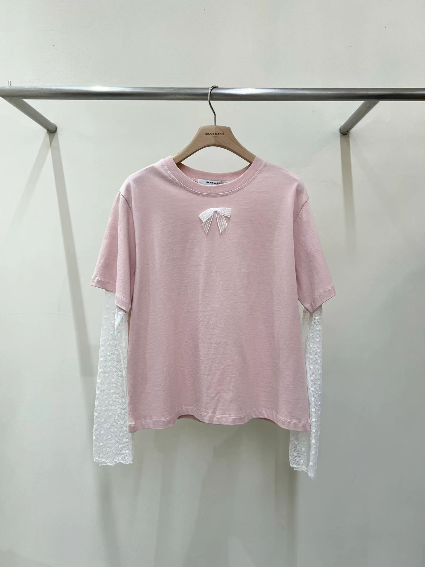 Marie 假2 件拼lace 袖Top