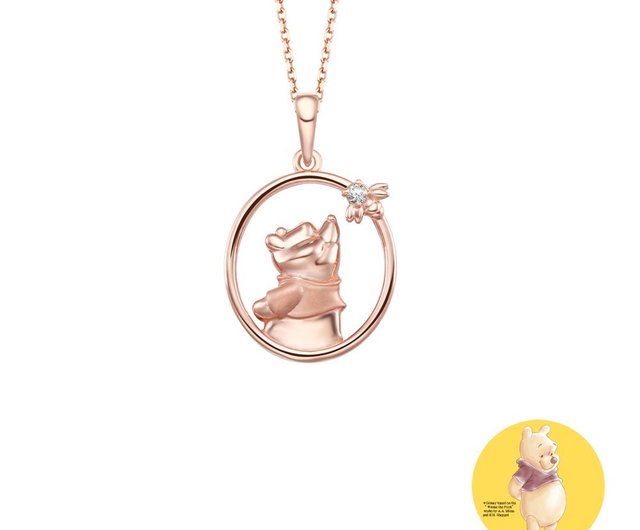 📦訂購 台灣代購 Disney 迪士尼 Toy Story 小熊維尼 Winnie the Pooh 銀製玫瑰金頸鏈