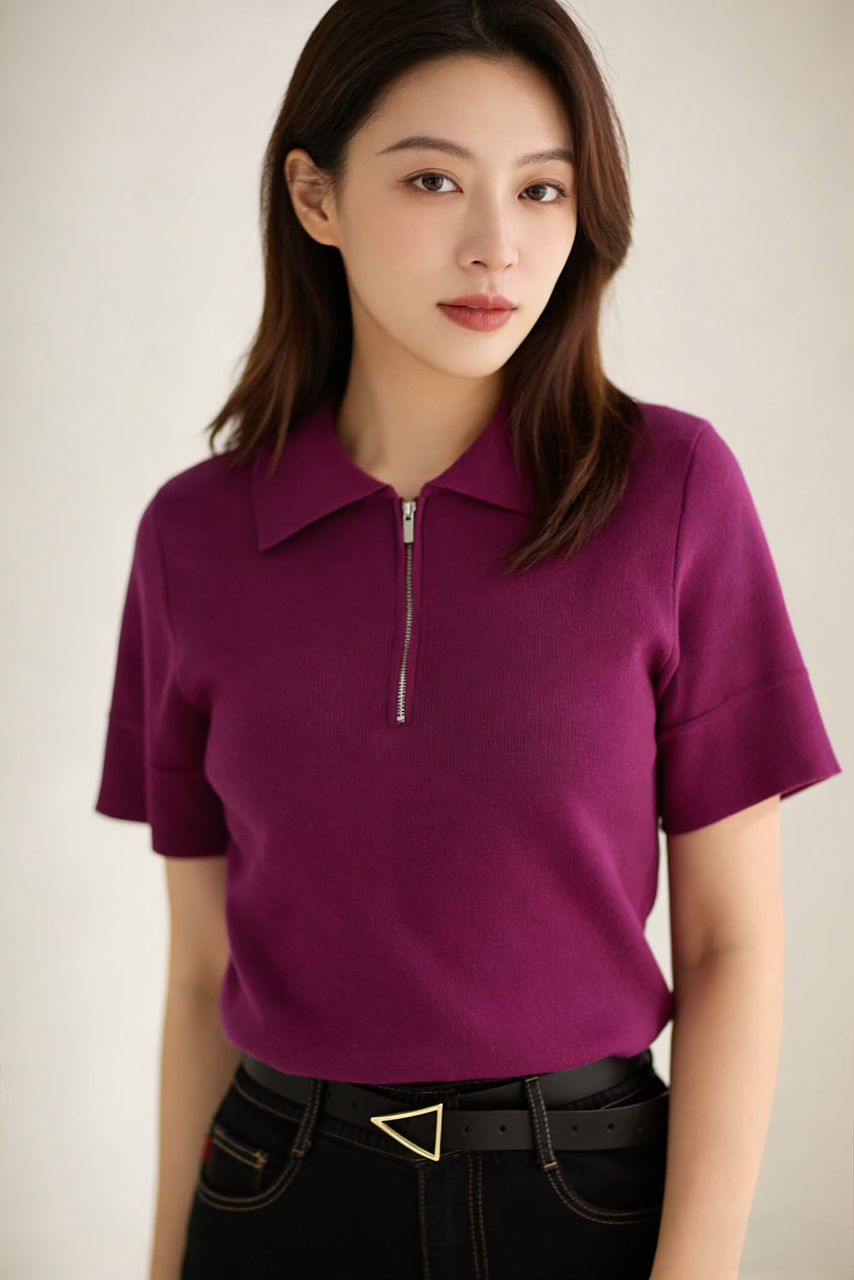 MFY2025-05 Luxe Zip Collar Knit Top