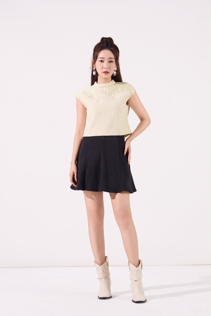 10141384 Embroidered Crop Top