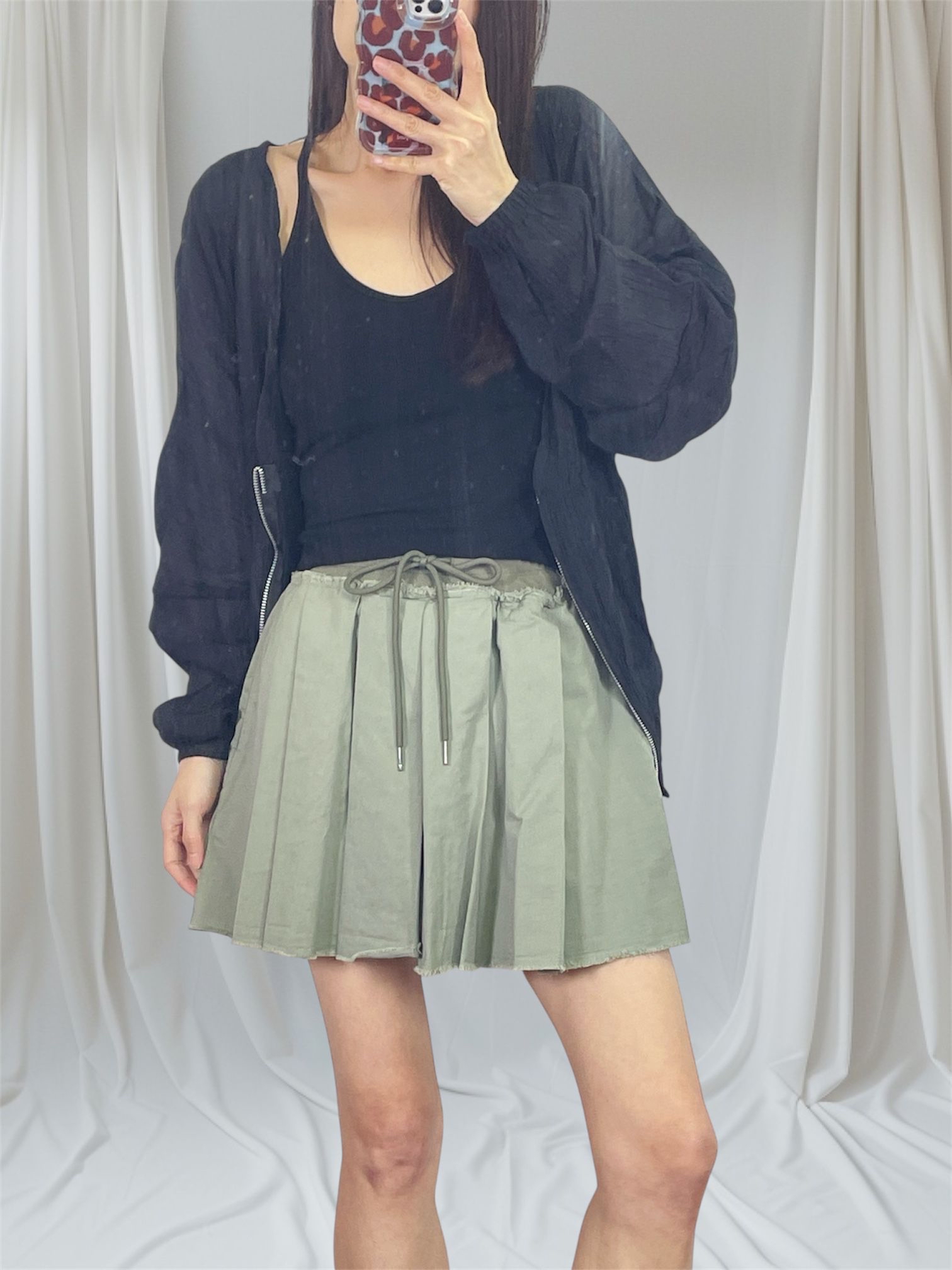 K5550 縐紋雪紡束腳外套