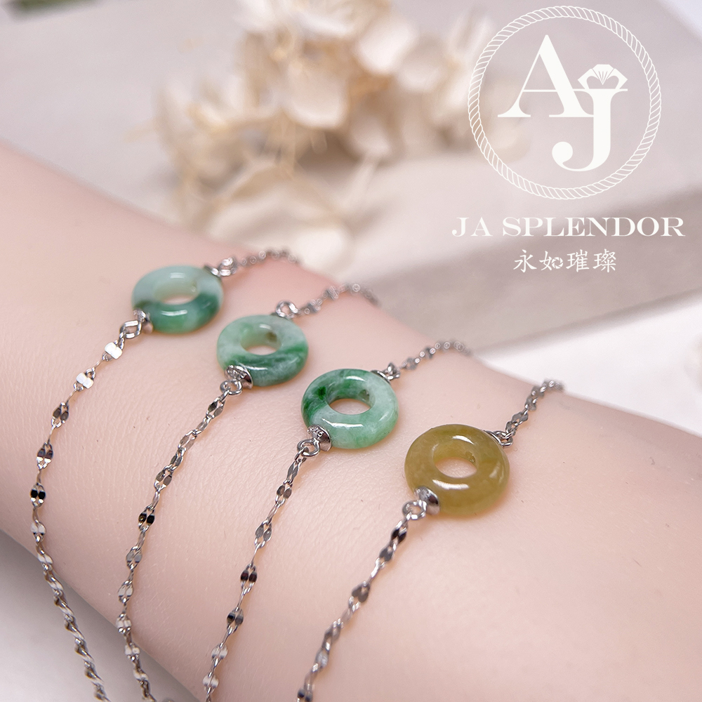 D-36 天然翡翠A玉 薄荷糖系列純銀手鏈