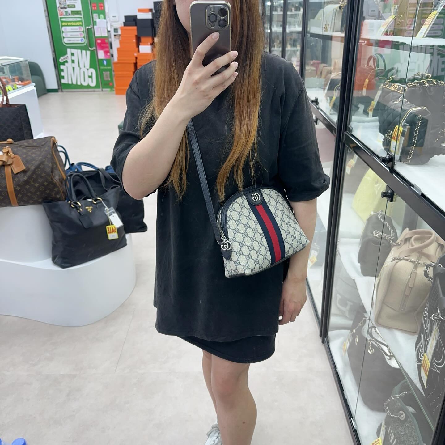 GUCCI🤍PRE OWNED Ophidia 藍色貝殼包 單肩斜肩包💙