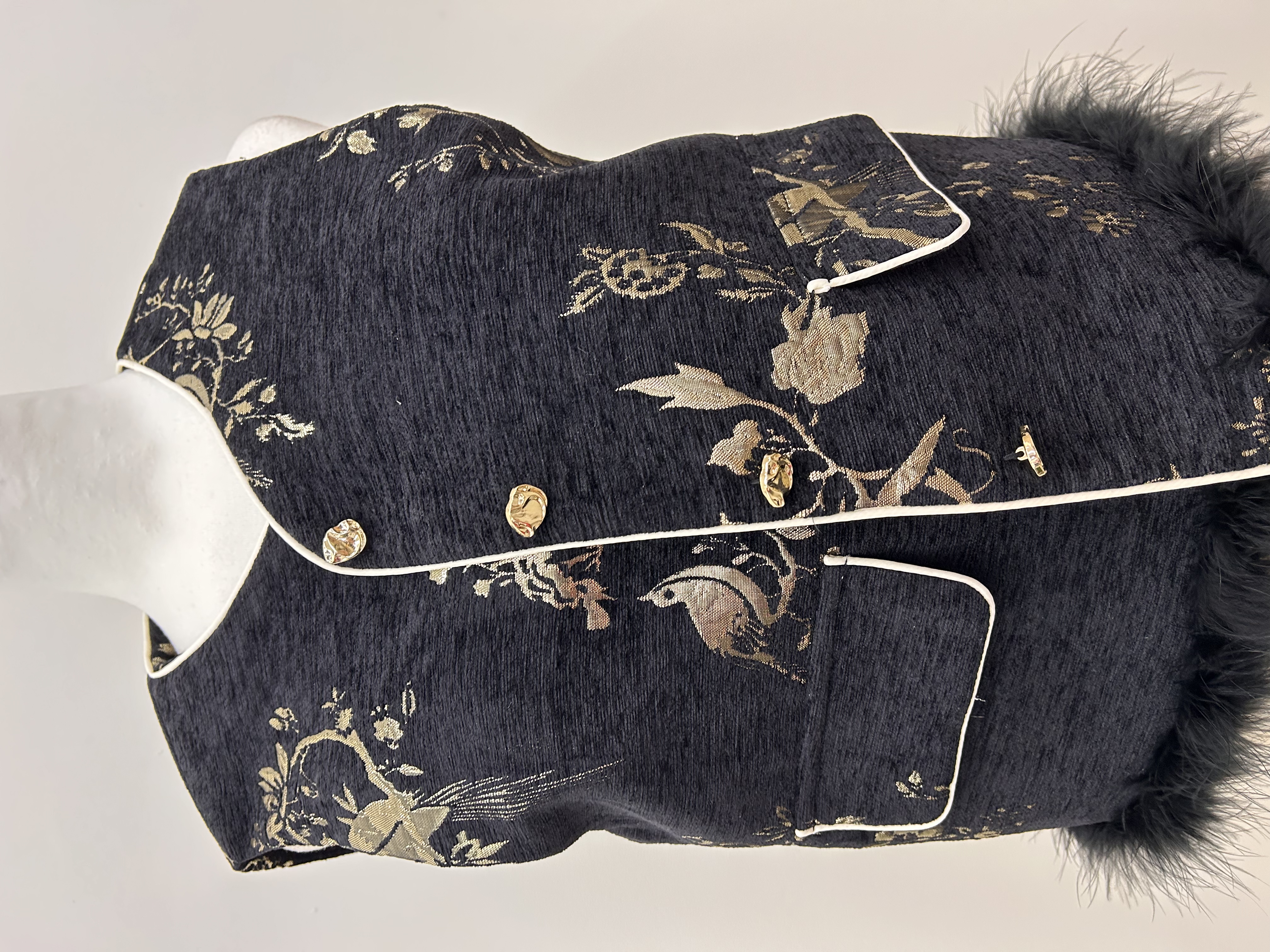 559.WB Embroidered Golden Floral & Bird ST Vest