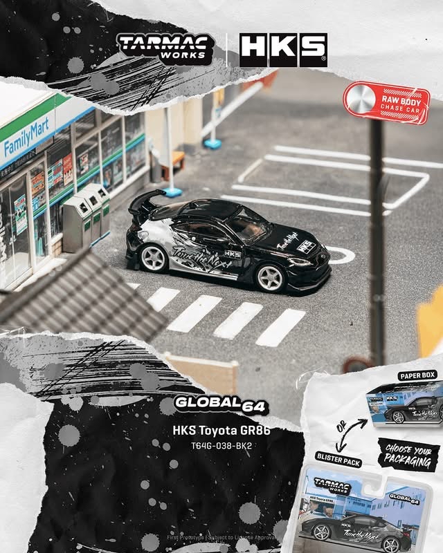 （預訂 Pre Order) Tarmac Works ( T64G-038-BK2 ) HKS Toyota GR86 Black