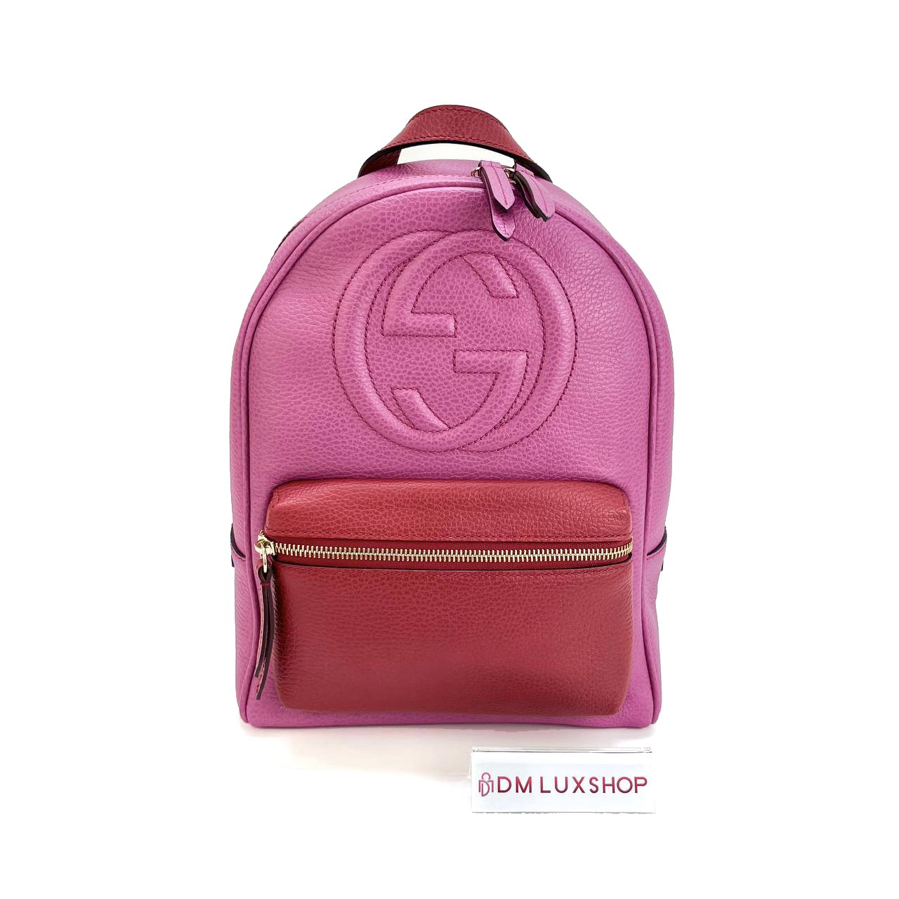 Gucci Red/Pink Peddled Soho Chain Backpack GHW