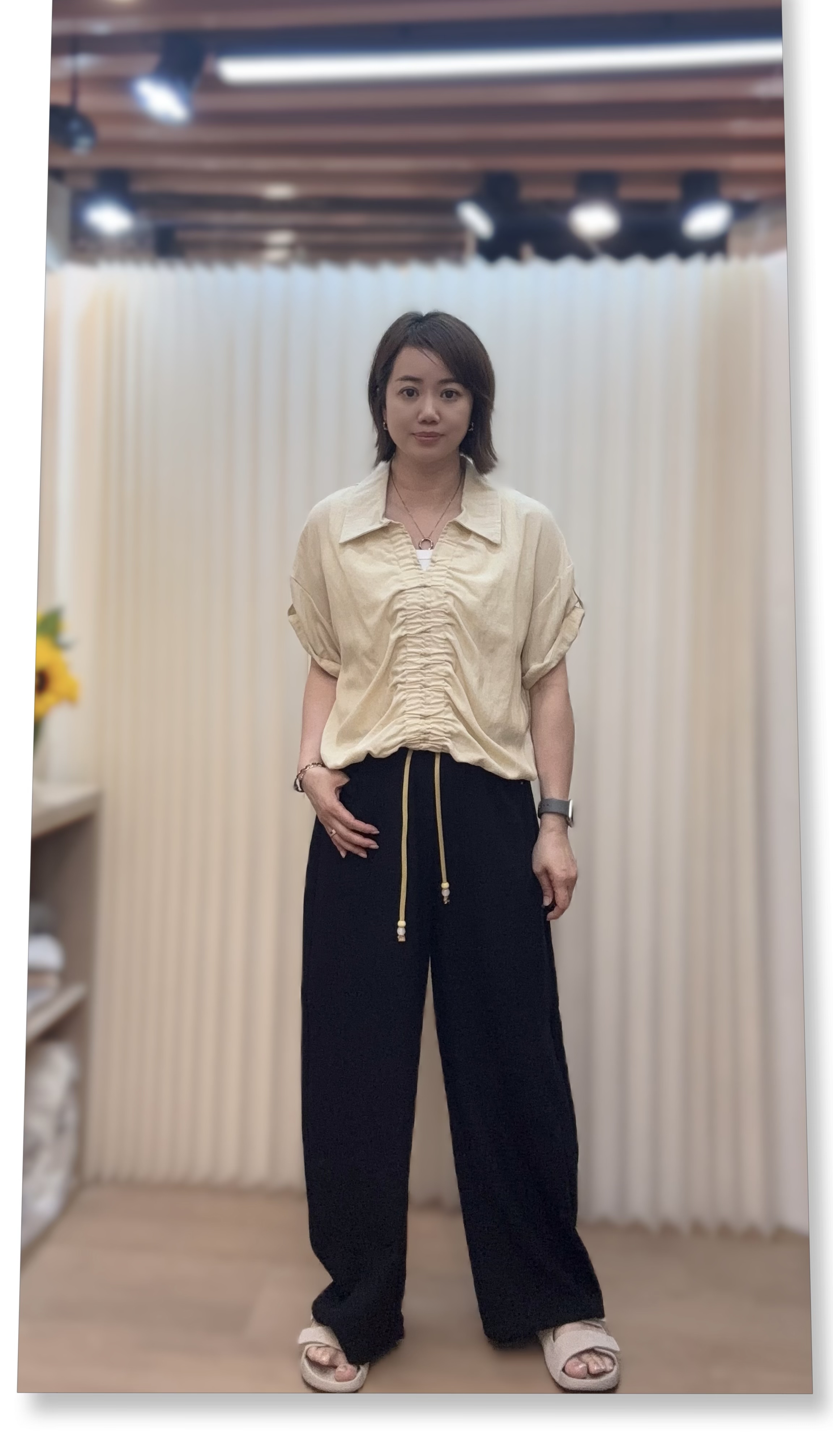 棉麻抓褶反領衫 M974 844811269