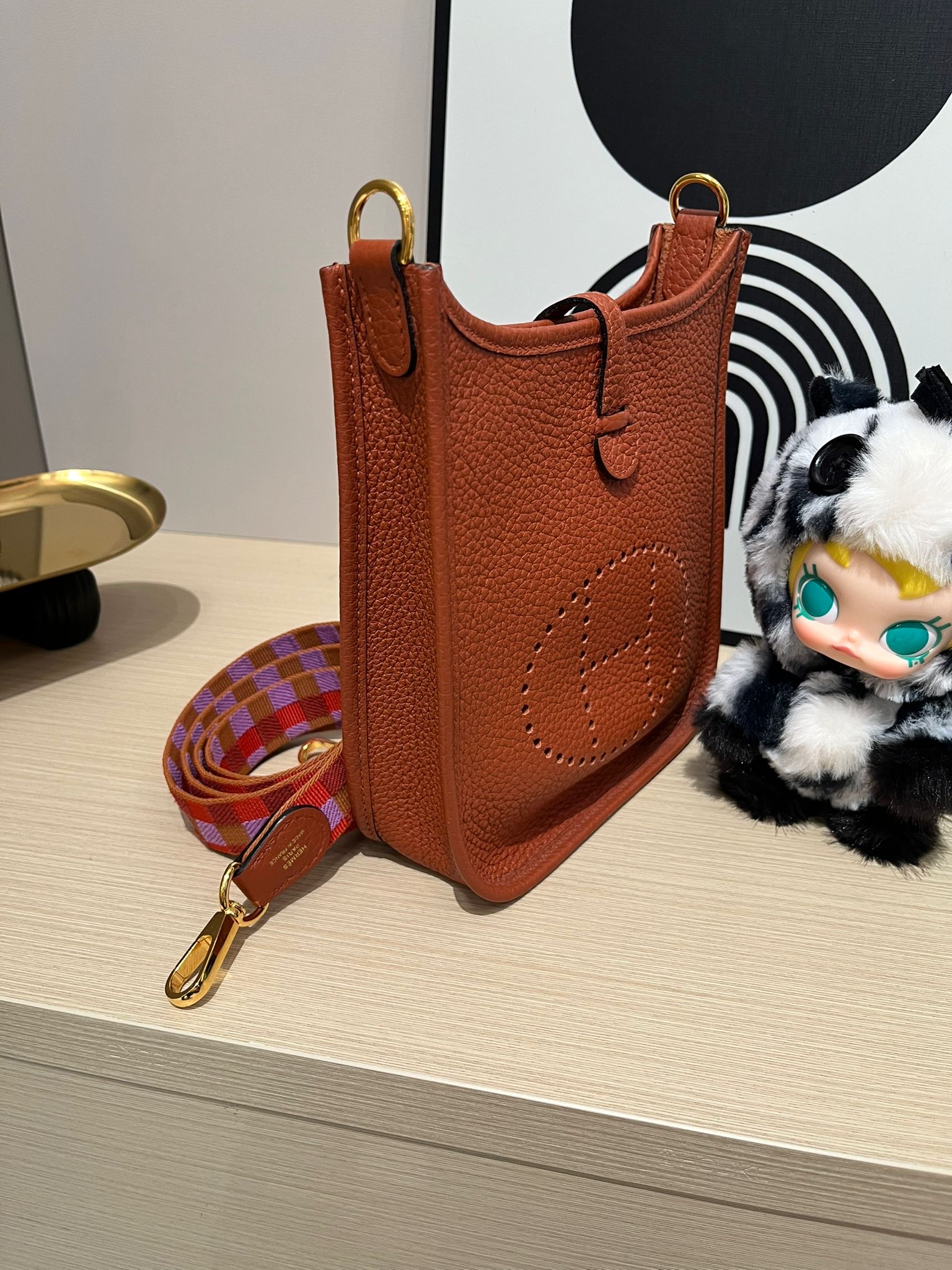 Hermes mini evelyne ,STAMP U，6C 古銅色 100%Authentic,95%new ✅內袋✅原裝織紋肩帶✅dust bag  