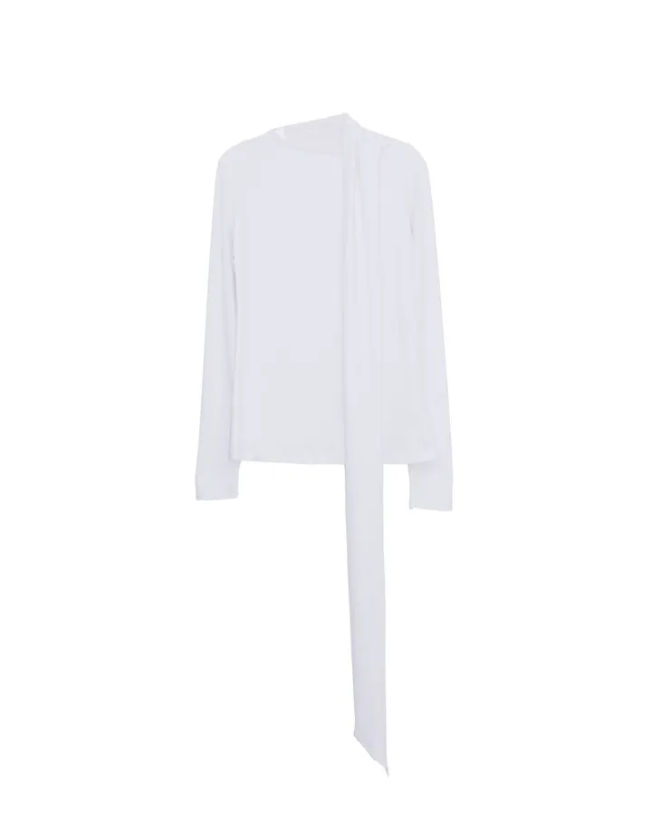 Cotton Tie-neck Long Sleeve