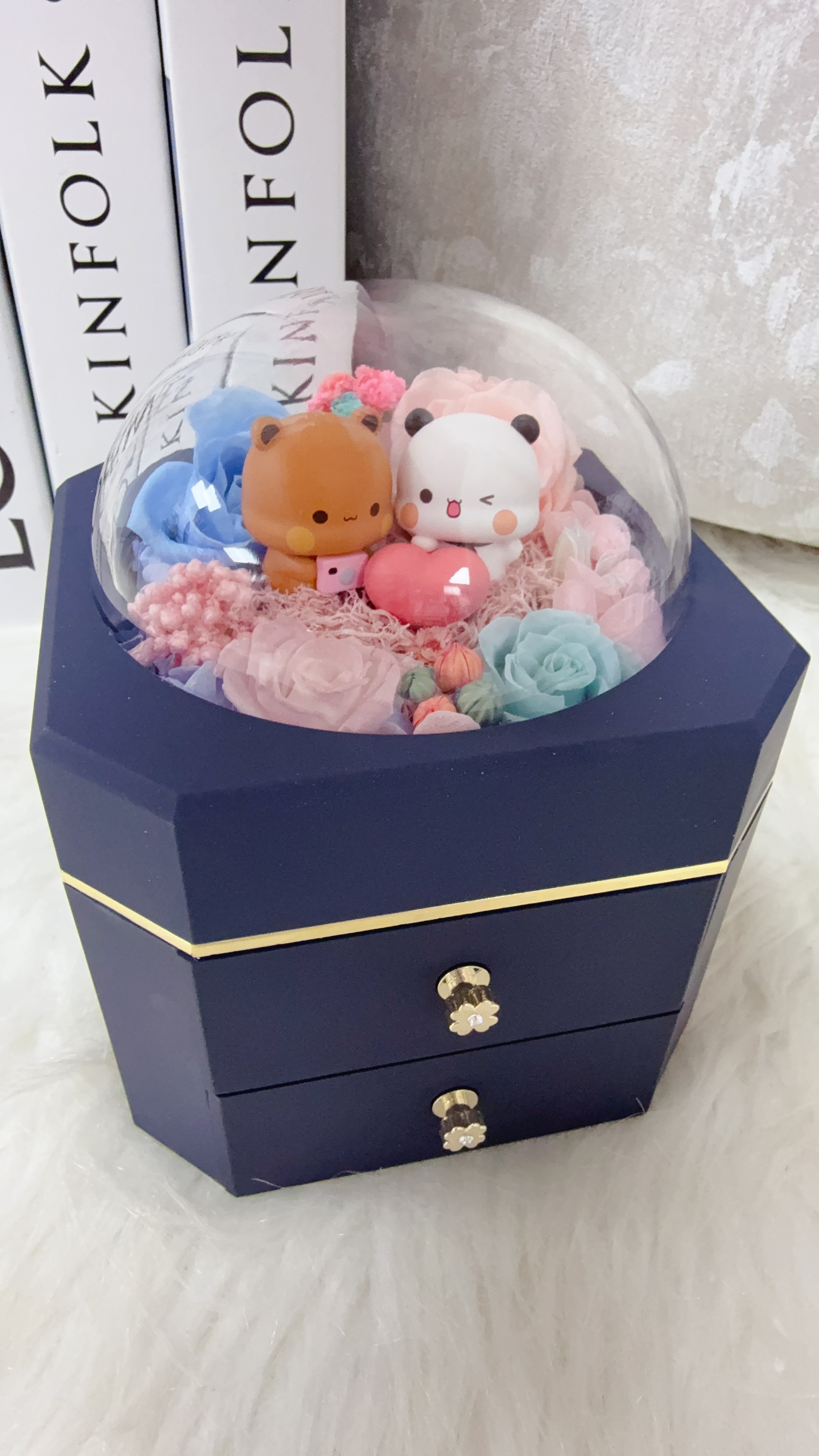 一二布布心形永生花飾物盒