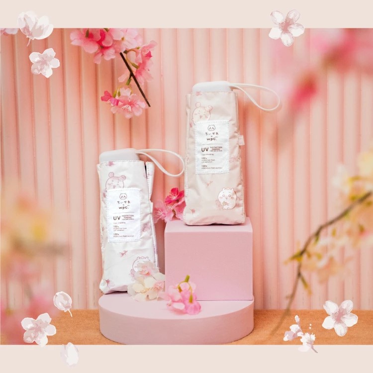 現貨🌸日本直送 | Chiikawa x Wpc.-櫻花迷你縮骨遮雨傘/100%完全遮光摺疊傘/晴雨兼用雨具[50cm]UPF50+