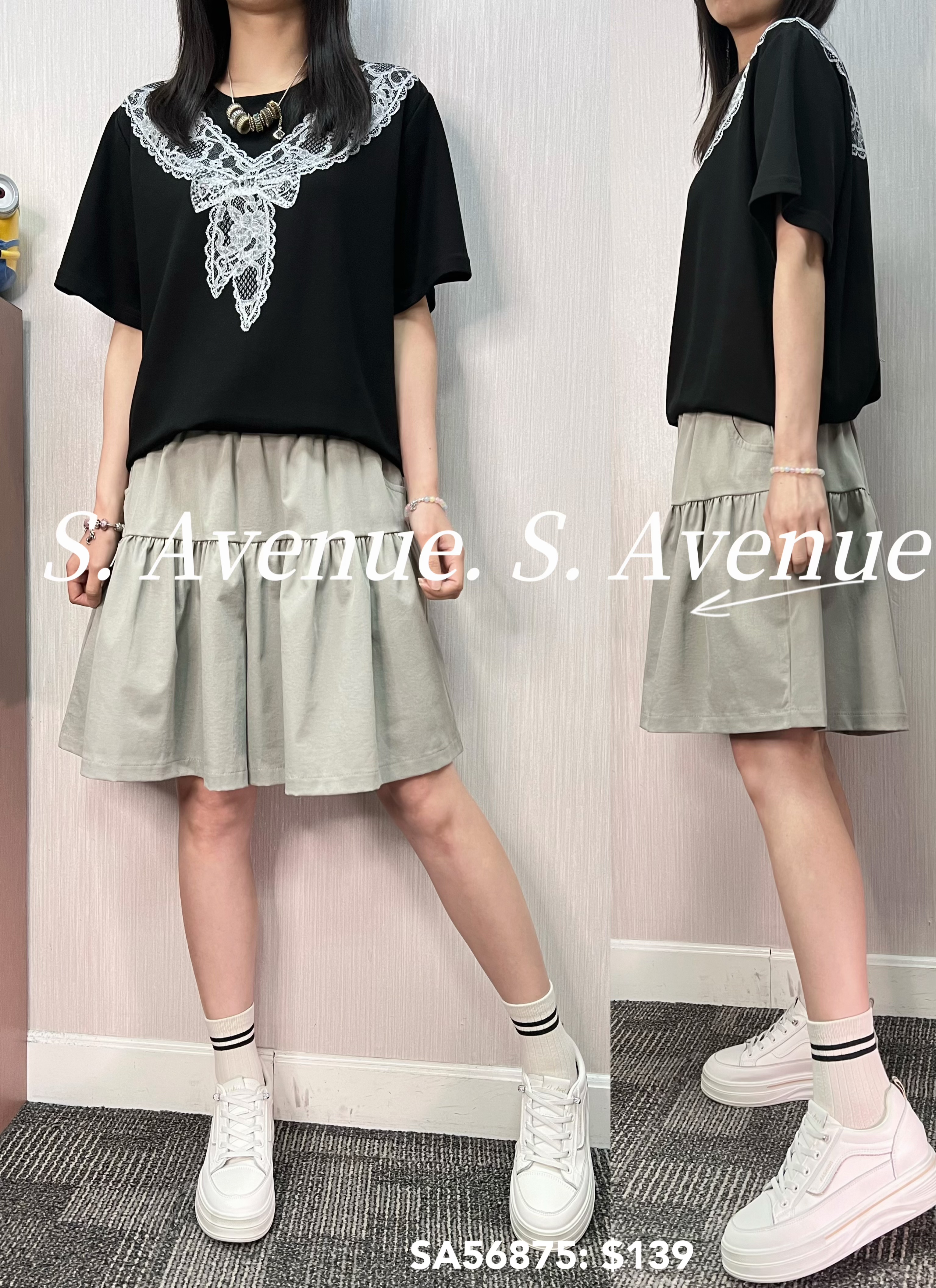 SA56875: 短袖印花披肩tee