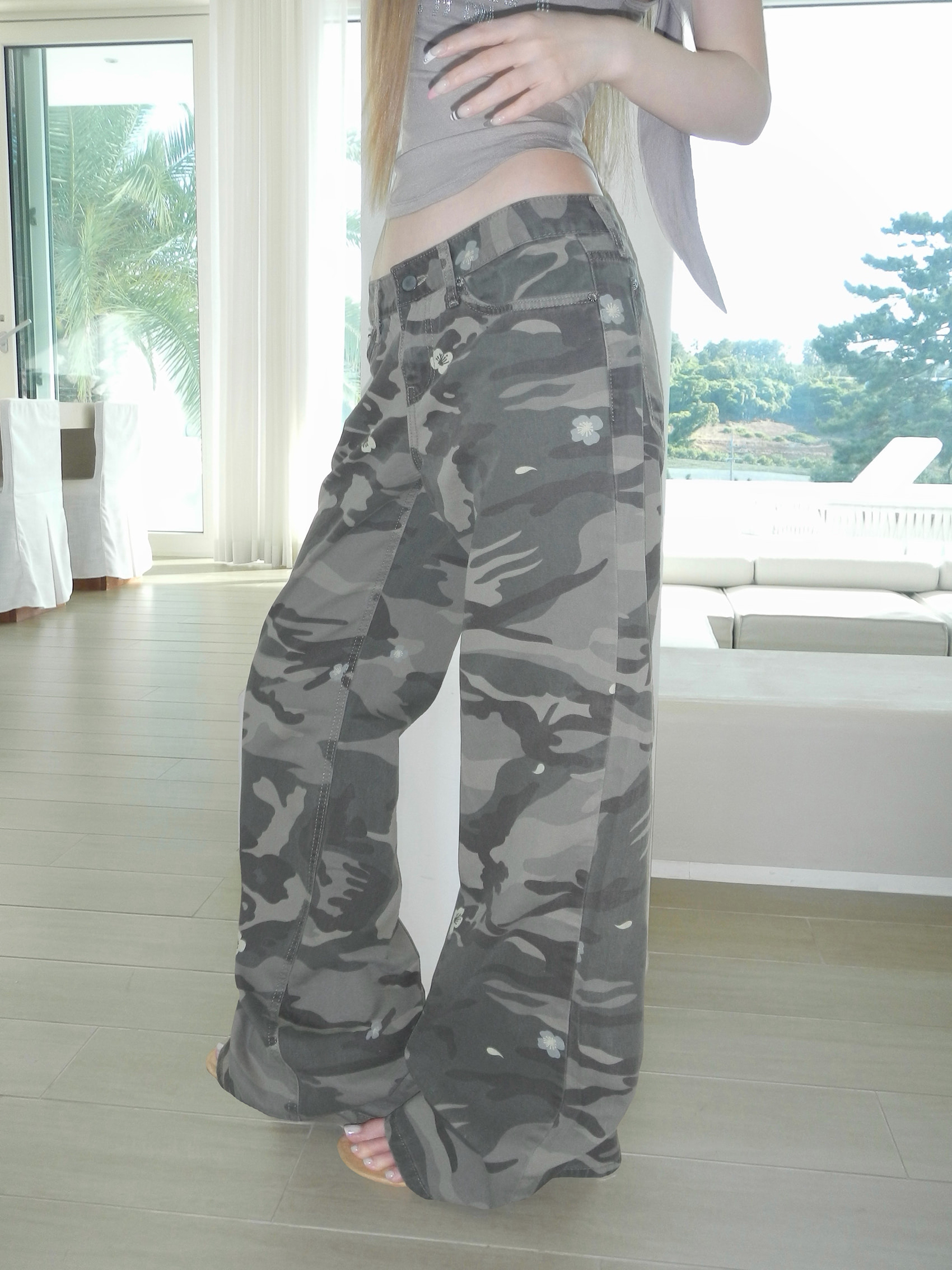 Floral Camo Wide Leg Pants