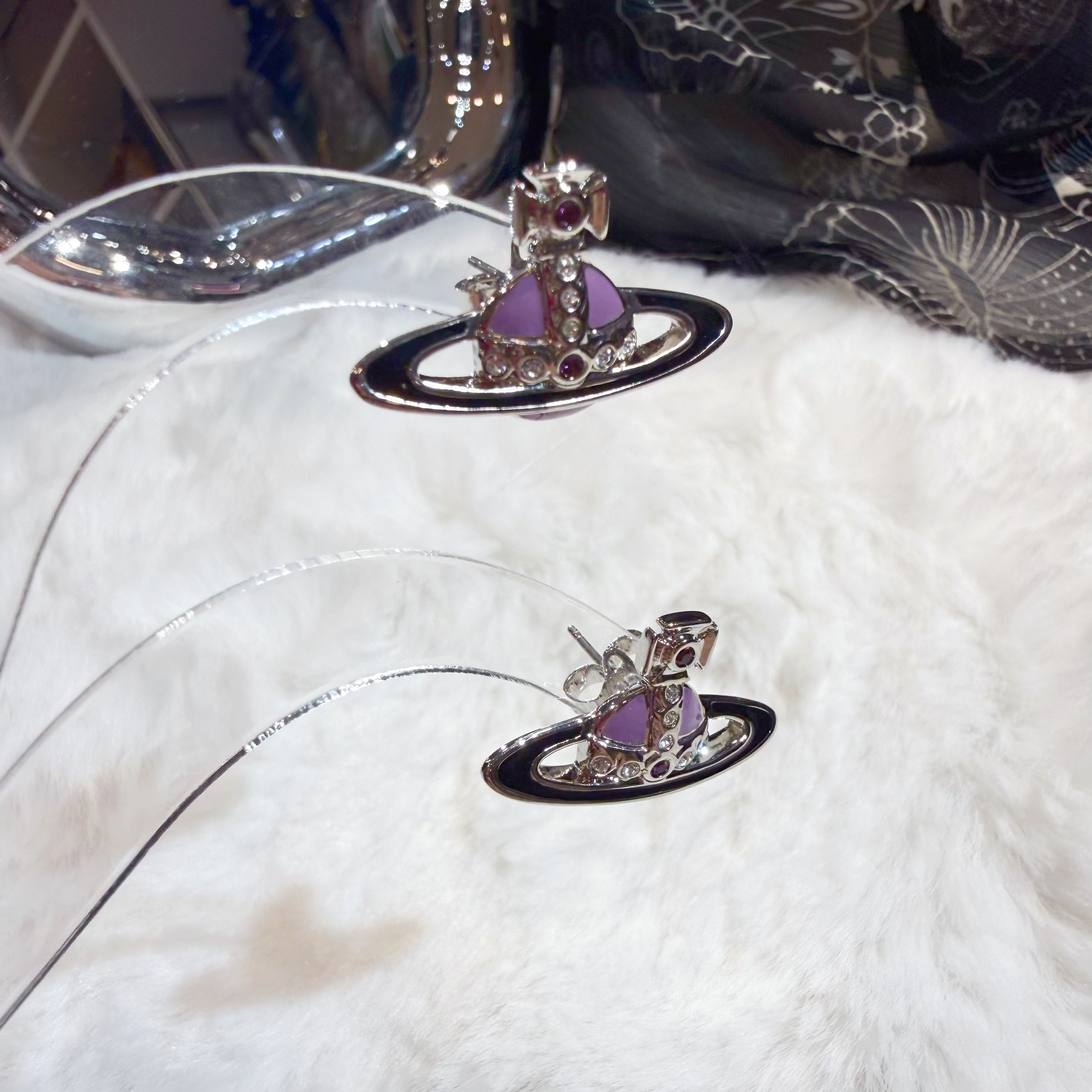 Vivienne Westwood orb earrings purple
