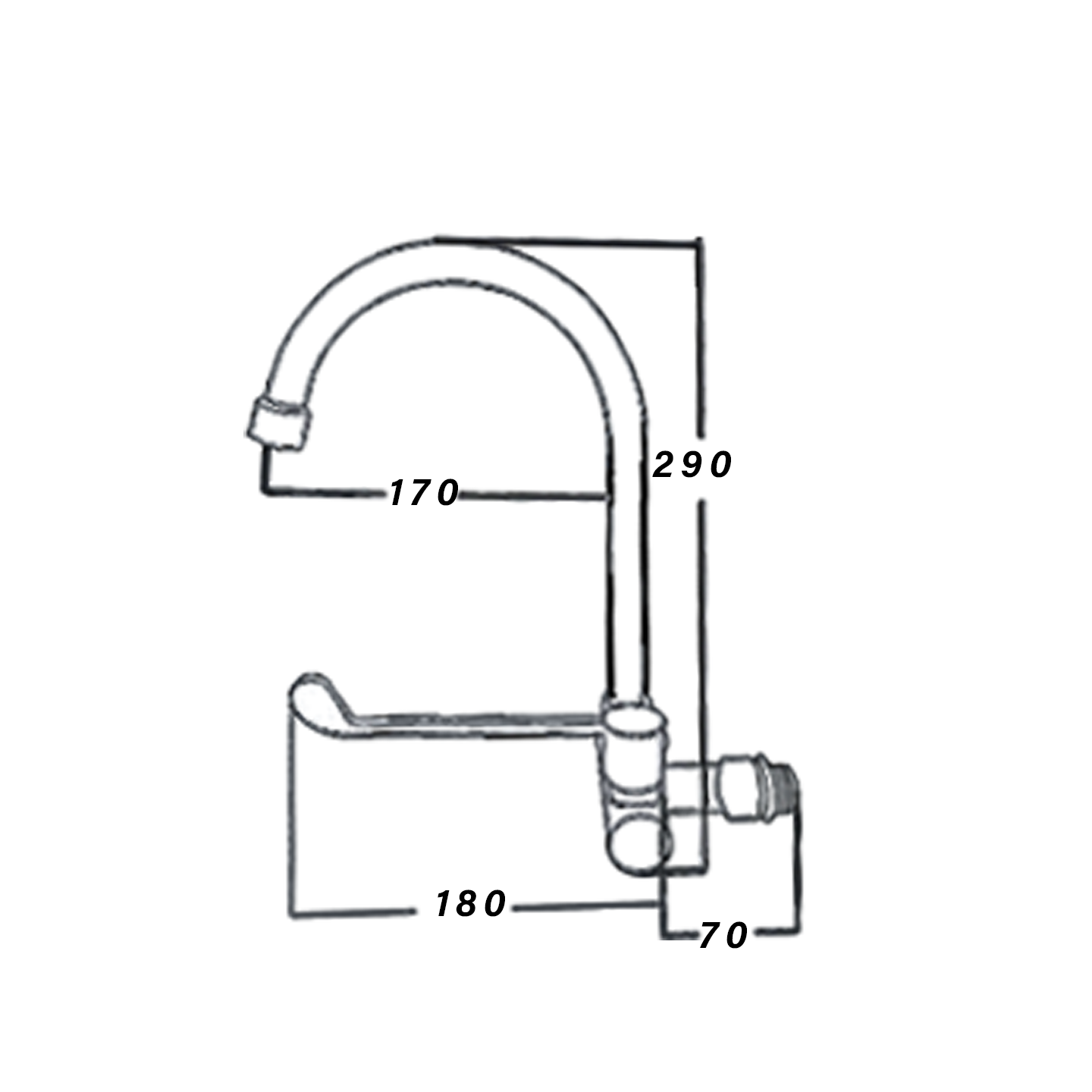 Otosani 304# Stainless Steel Elbow Line Wall Swan Tap (966-36#) OTO966-36