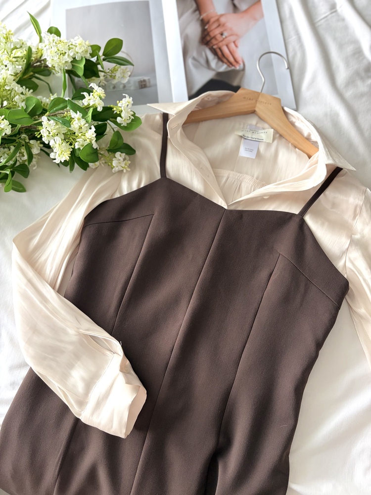 Contour Slip Dress (Brown)