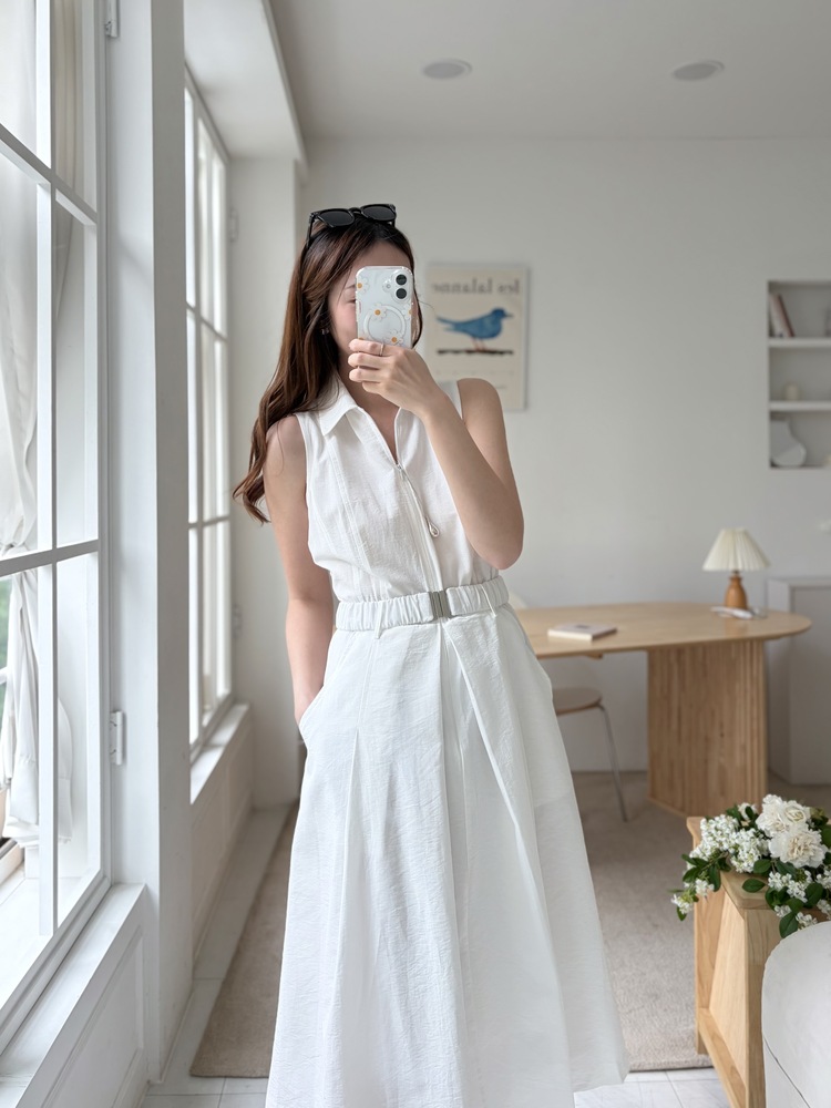 Jardin Belted Zip-Front Dress