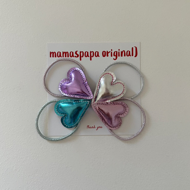 MMSPP | 心心橡筋 1 set 2條(Pink/sliver)