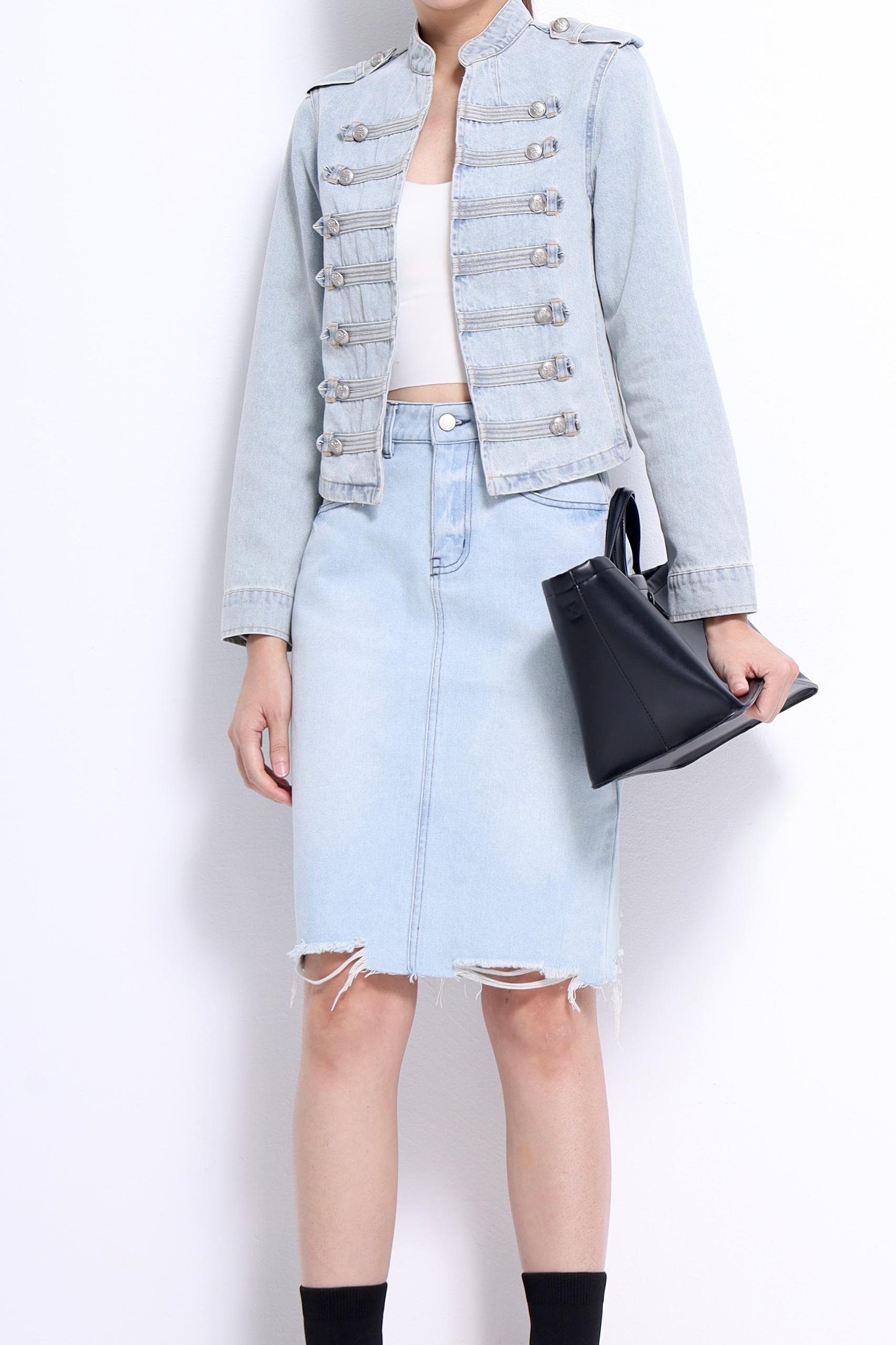 CS1426 Harper Denim Midi Skirt