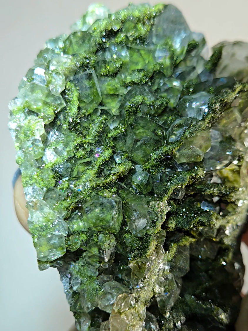 Epidote specimen with rainbow DT quartz - ED3