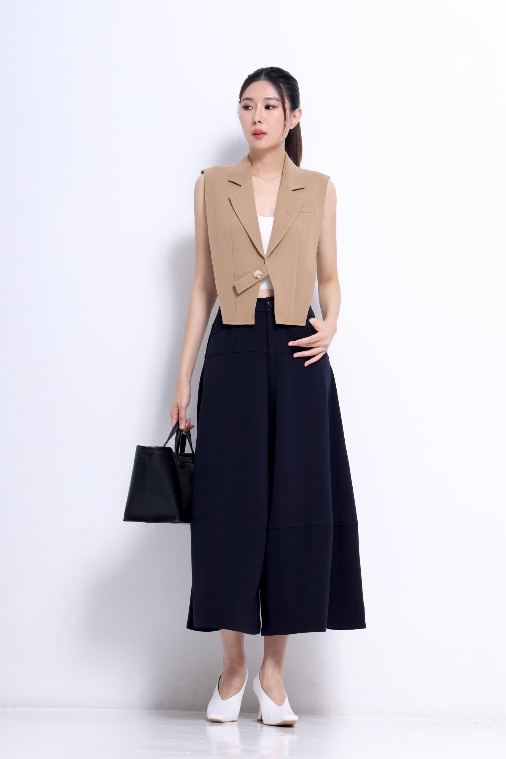 B3133 OPEN-SIDES UNEVEN SUIT VEST TOP