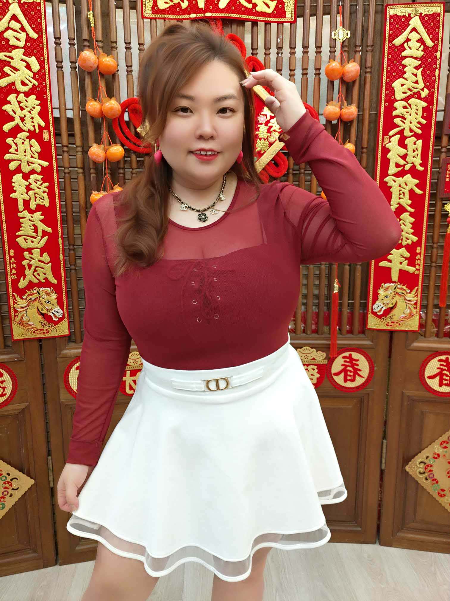 NJL03 TW#6011 双D扣配件拼接网纱裤裙